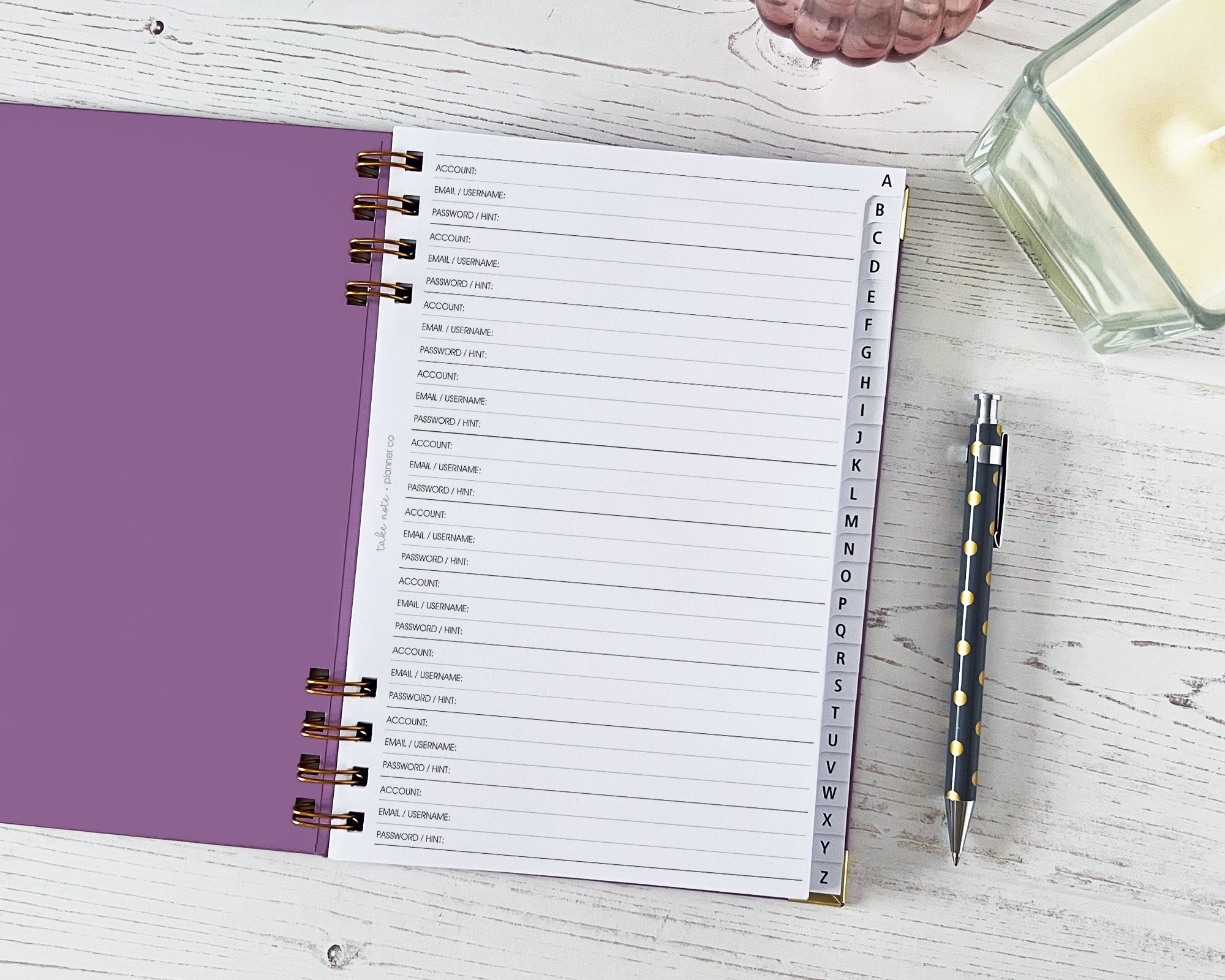 A-Z tabbed address book