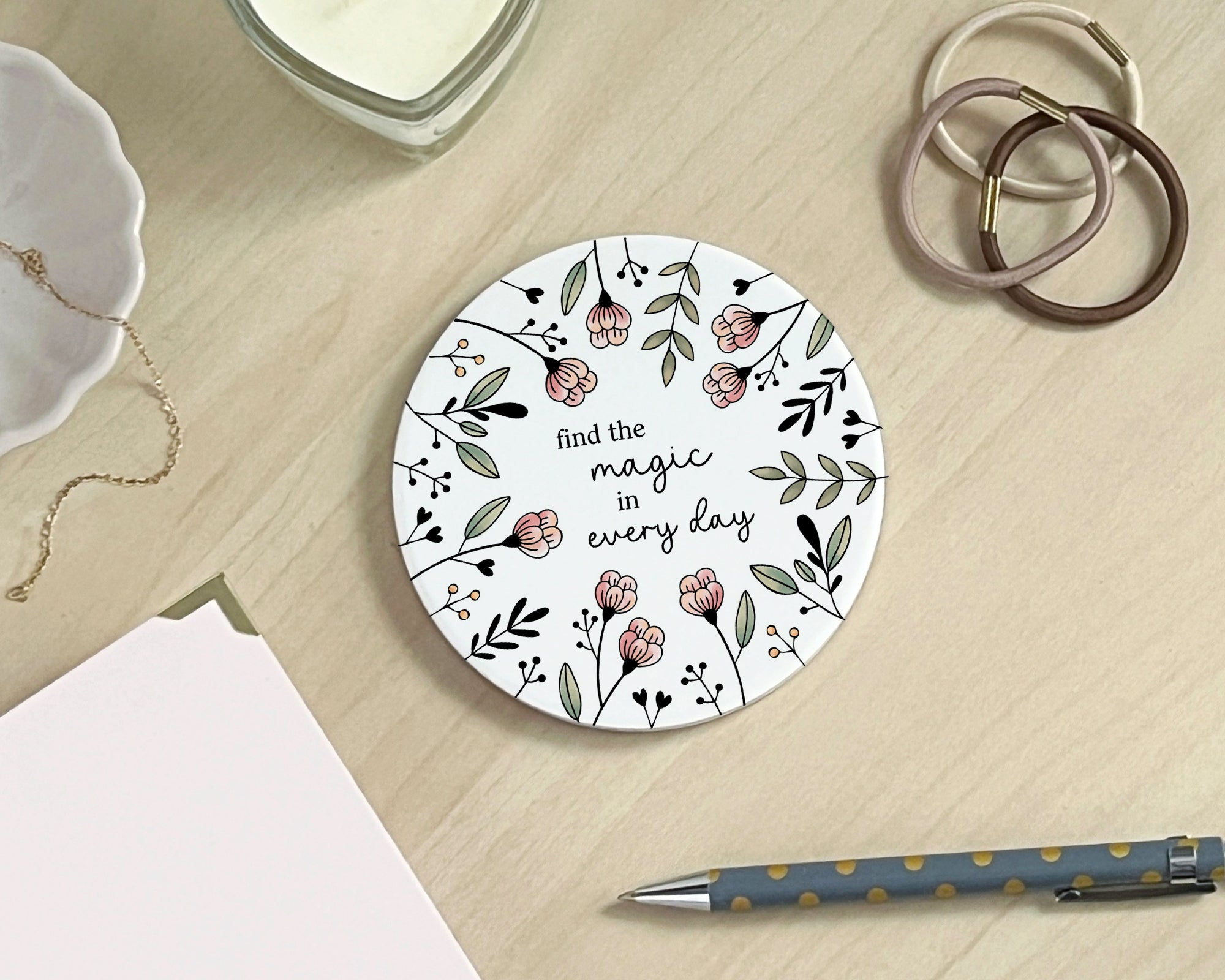 Floral Ceramic Coaster | Find Magic
