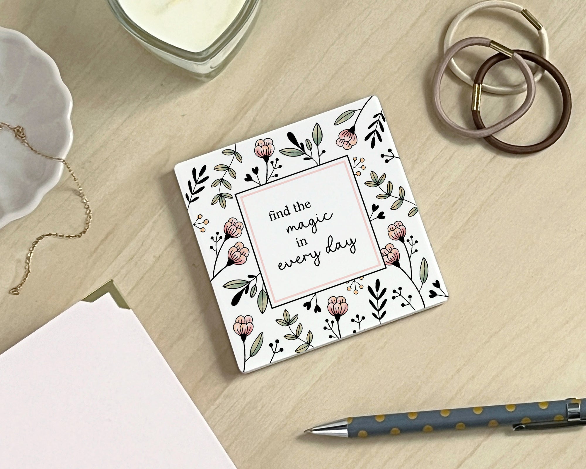 Floral Ceramic Coaster | Find Magic