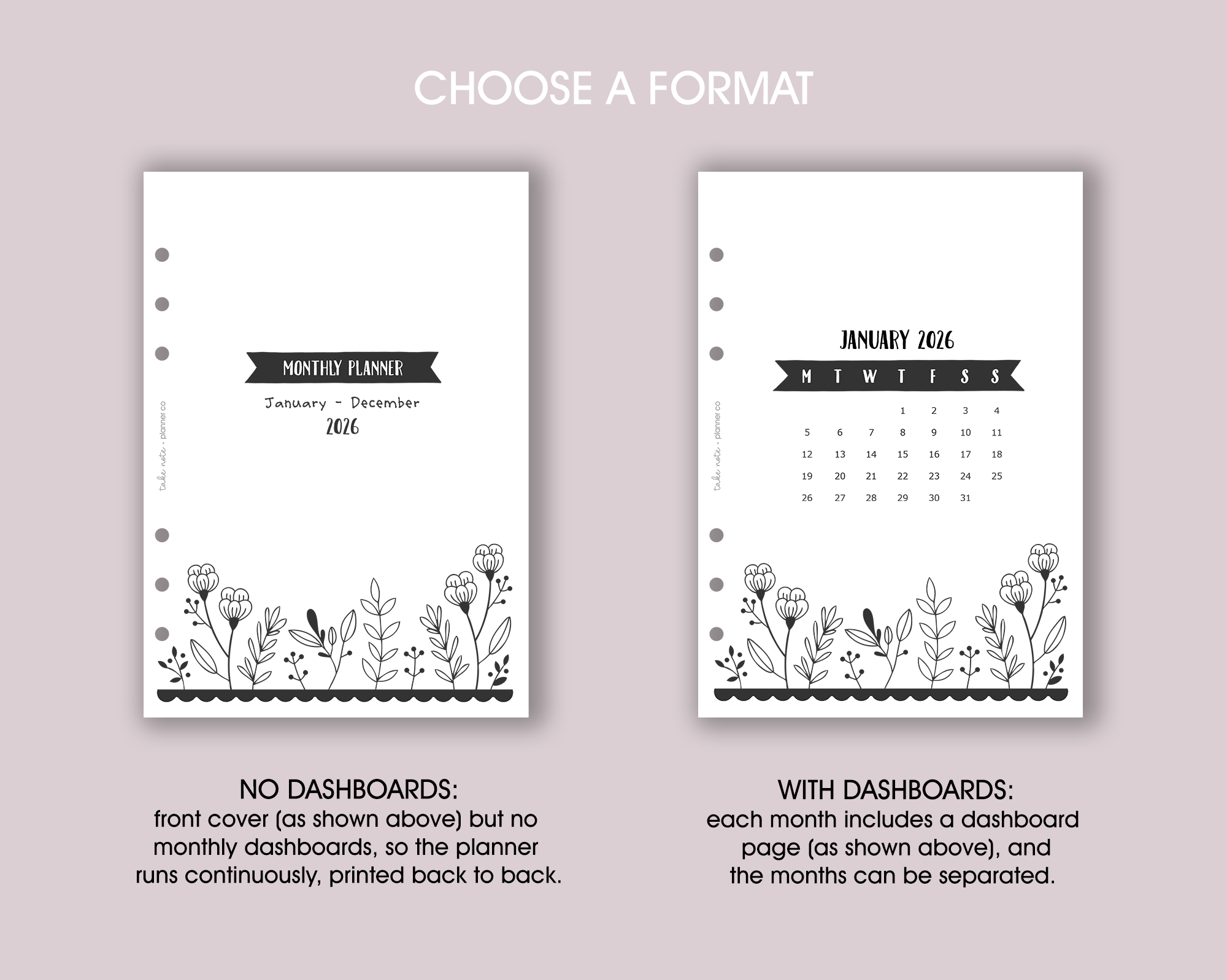 Dated Monthly Inserts <!---floral:MONTH1-->
