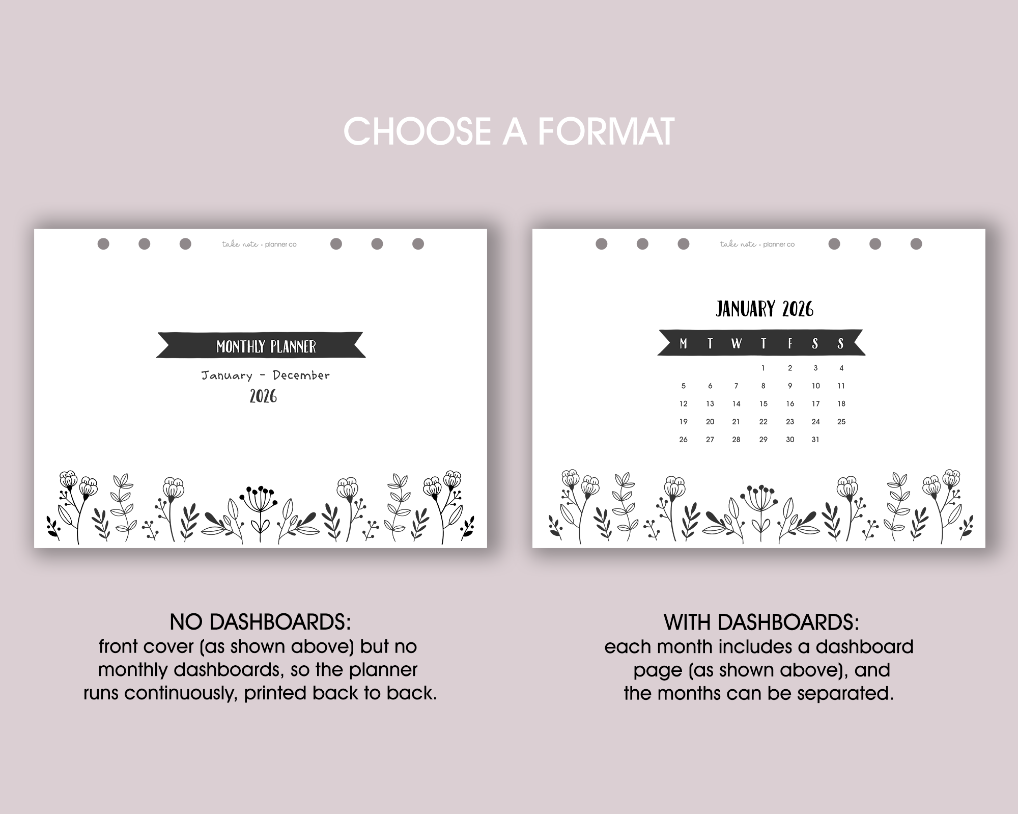 Dated Monthly Inserts <!---floral:MONTH2-->