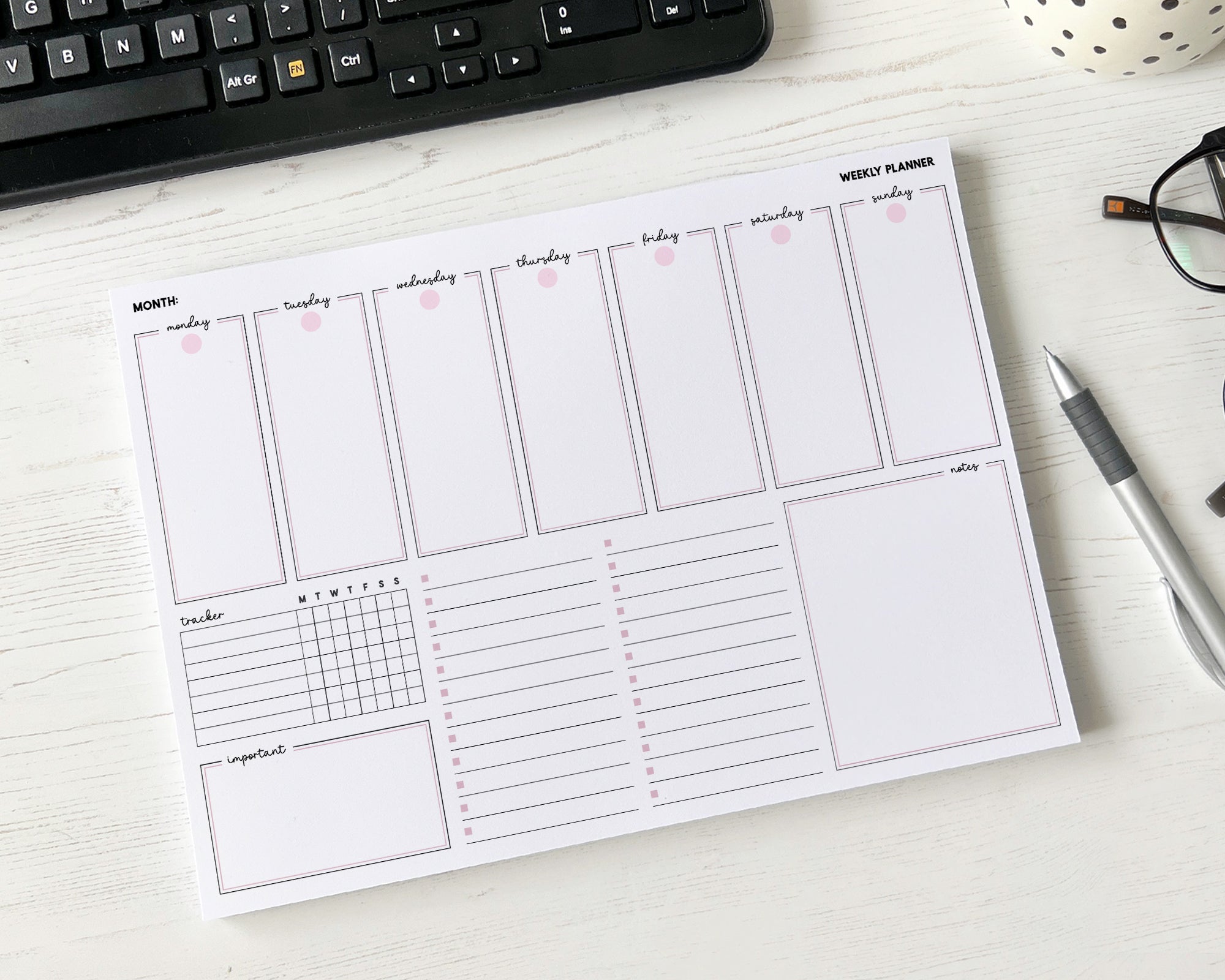 Weekly Planner A4 Deskpad <!---NP4-classic-week-->