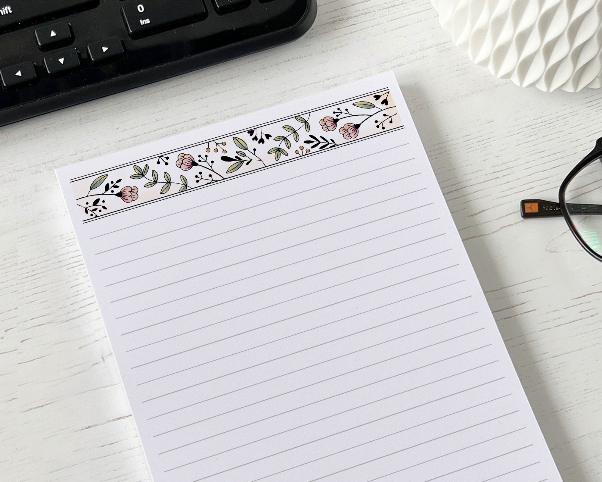 Monogram A5 Notepad <!---NP5-floral-mono1-->