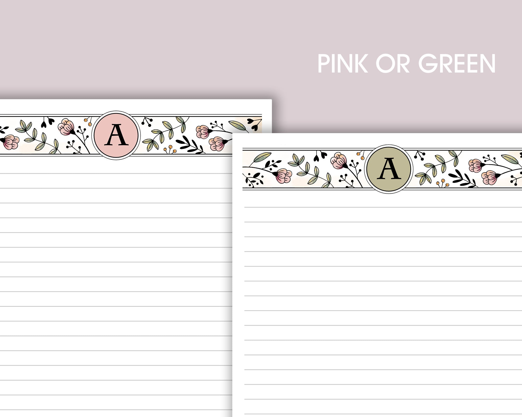 Monogram A5 Notepad <!---NP5-floral-mono1-->