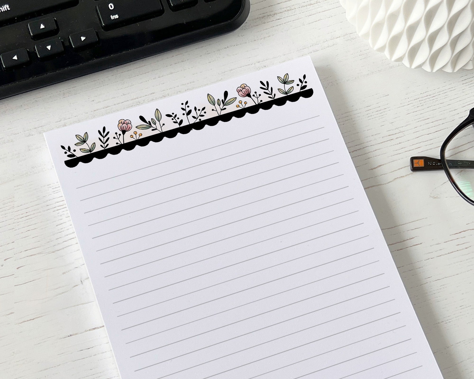 Monogram A5 Notepad <!---NP5-floral-mono2-->