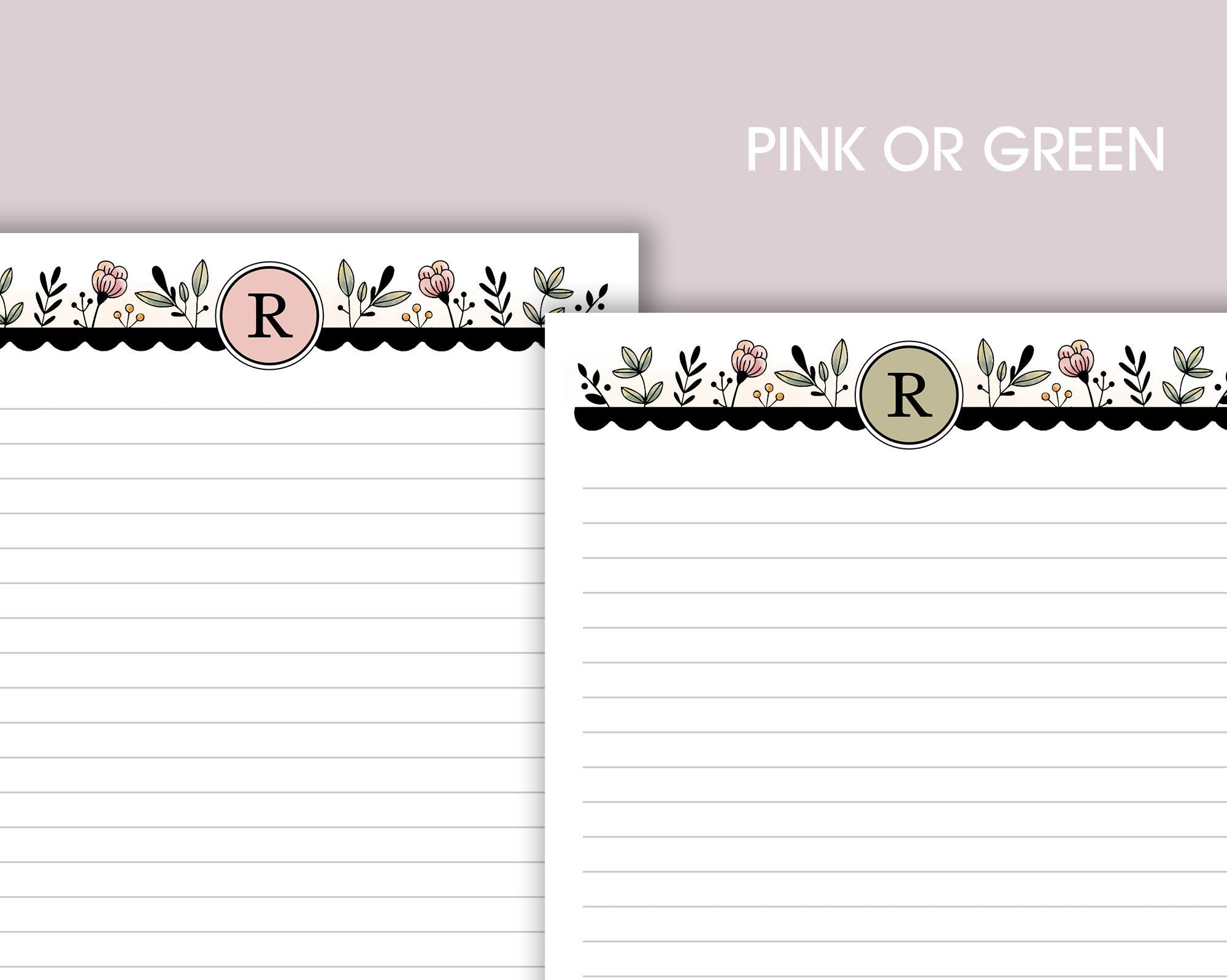 Monogram A5 Notepad <!---NP5-floral-mono2-->