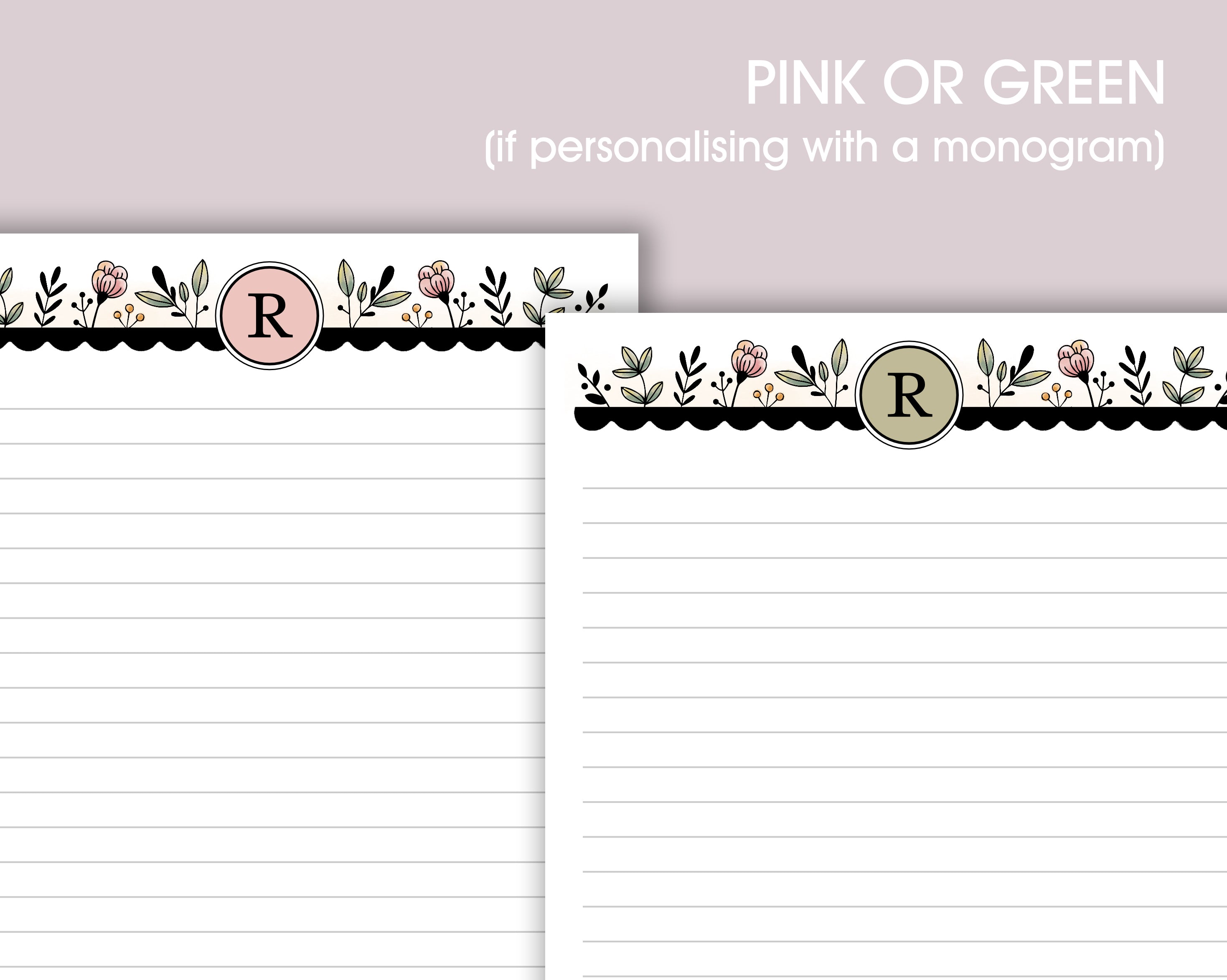 Monogram A5 Notepad <!---NP5-floral-mono2-->