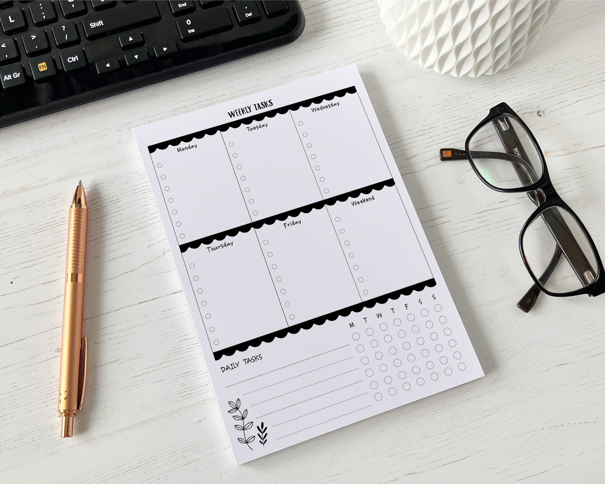 Weekly Tasks A5 Notepad <!---NP5-floral-tasks-->