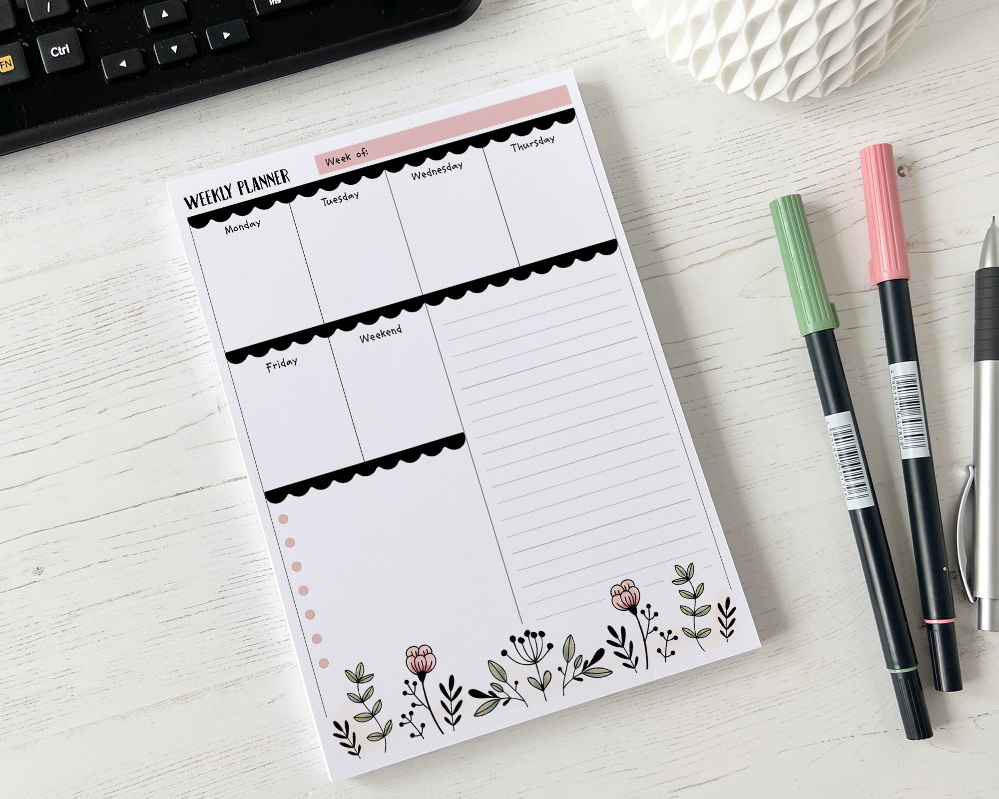 Weekly Planner A5 Notepad <!---NP5-floral-week-->