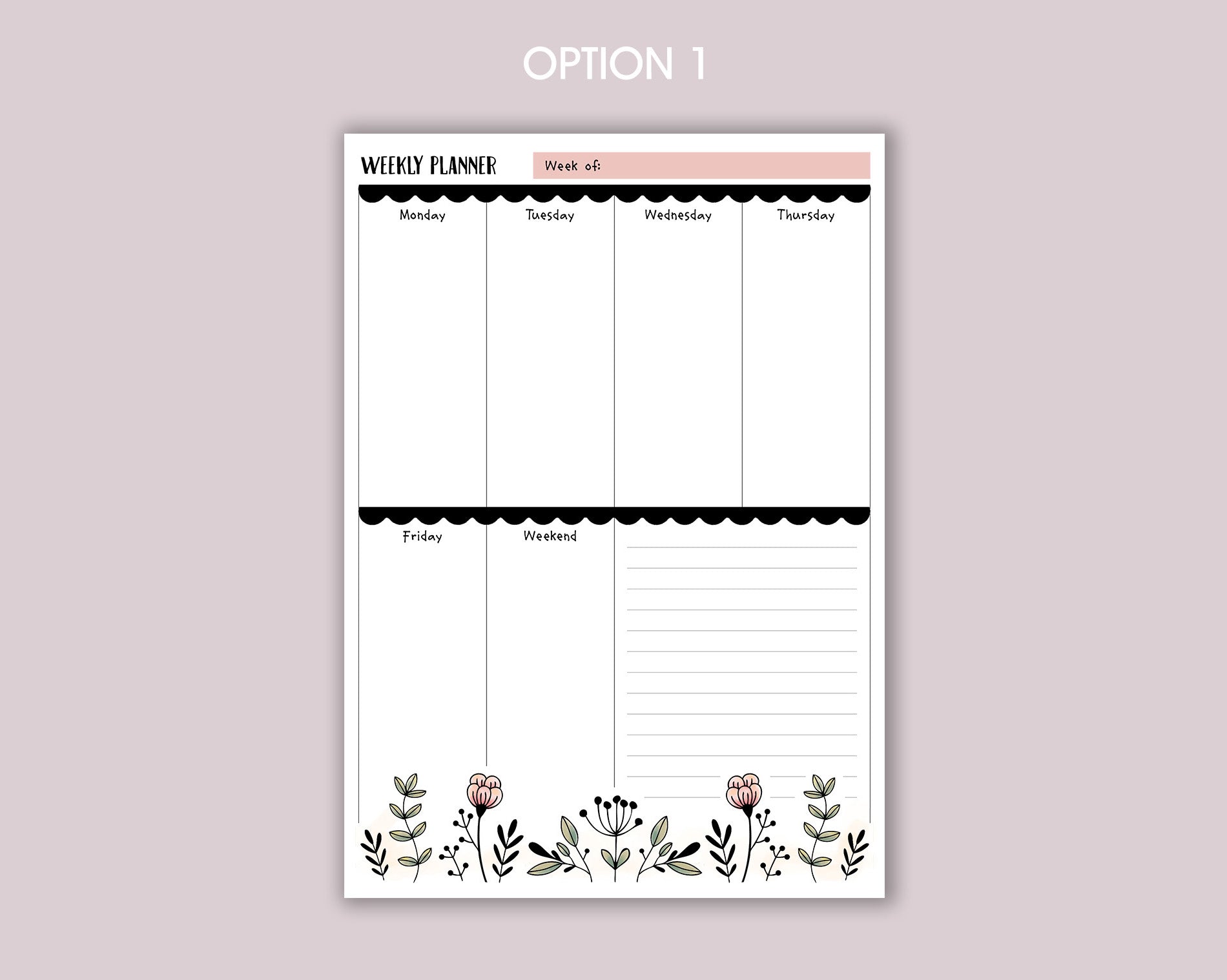 Weekly Planner A5 Notepad <!---NP5-floral-week-->
