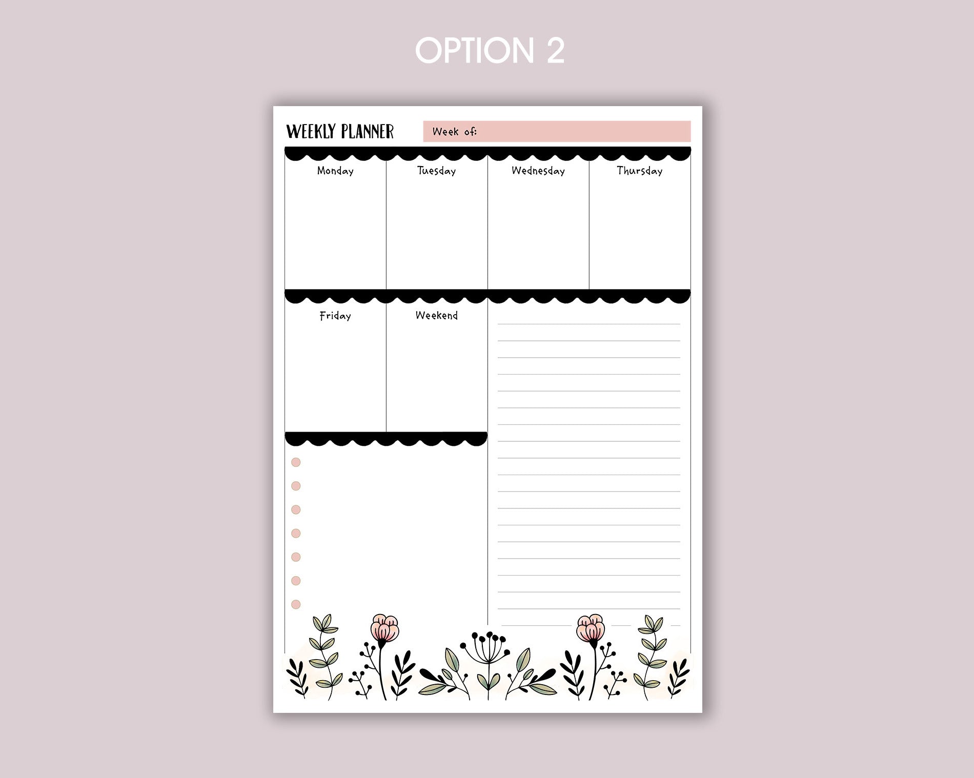 Weekly Planner A5 Notepad <!---NP5-floral-week-->
