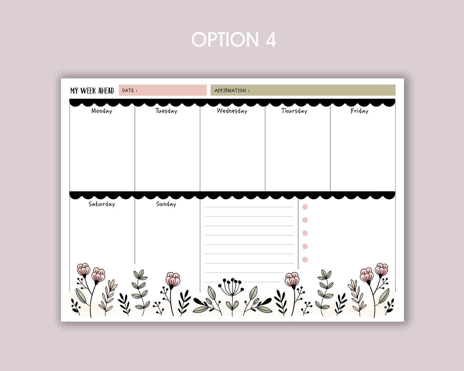 Weekly Planner A5 Notepad <!---NP5-floral-week-->