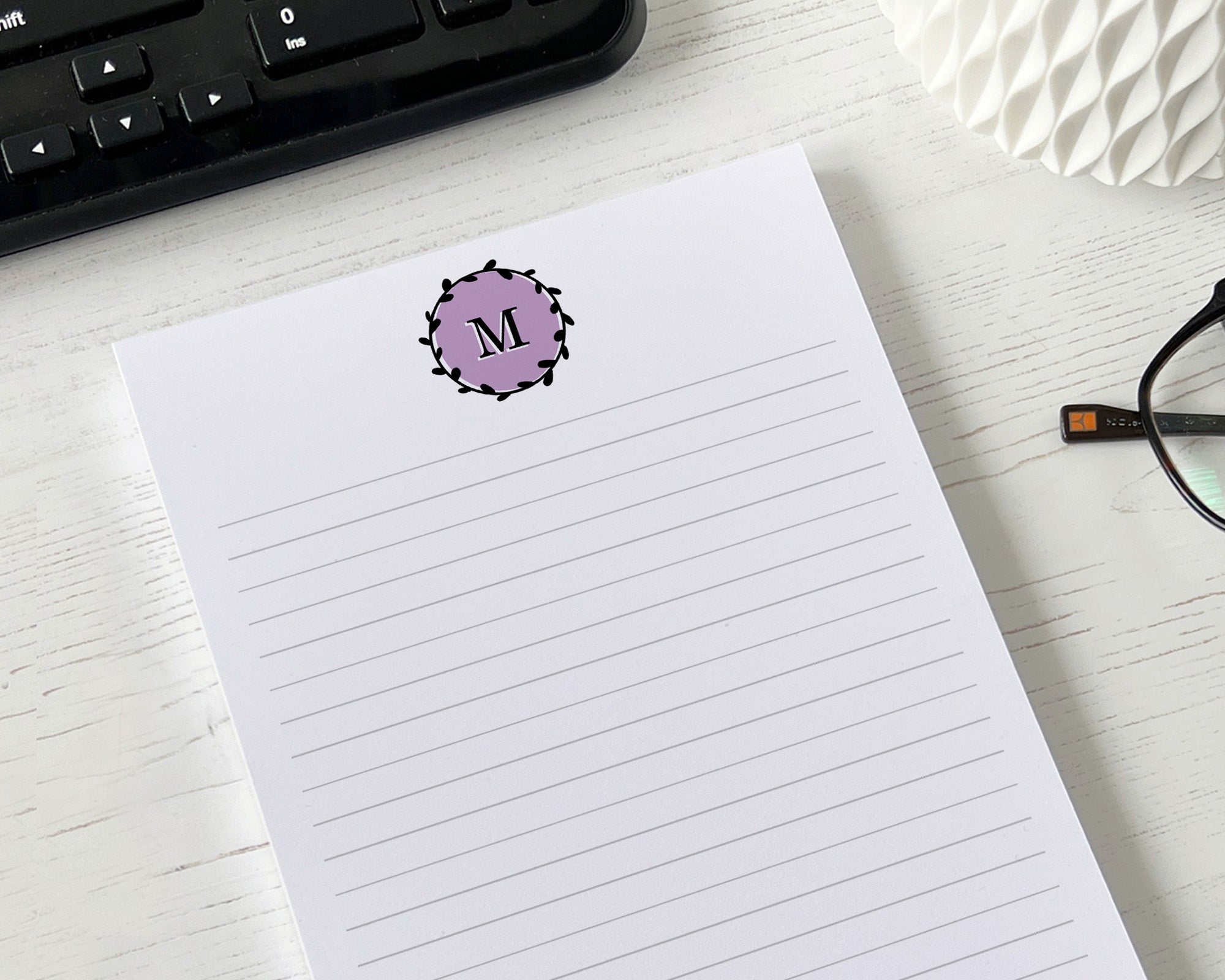 Monogram A5 Notepad <!---NP5-mono-wreath-->