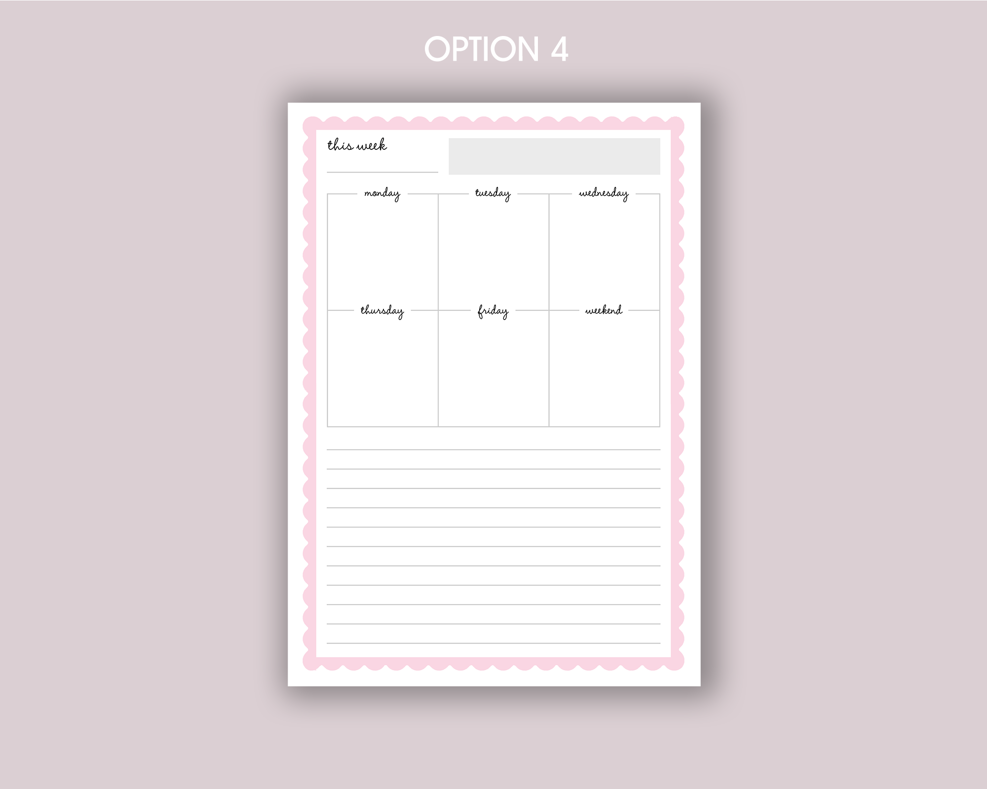 Weekly Planner A5 Notepad <!---NP5-scallop-1-->