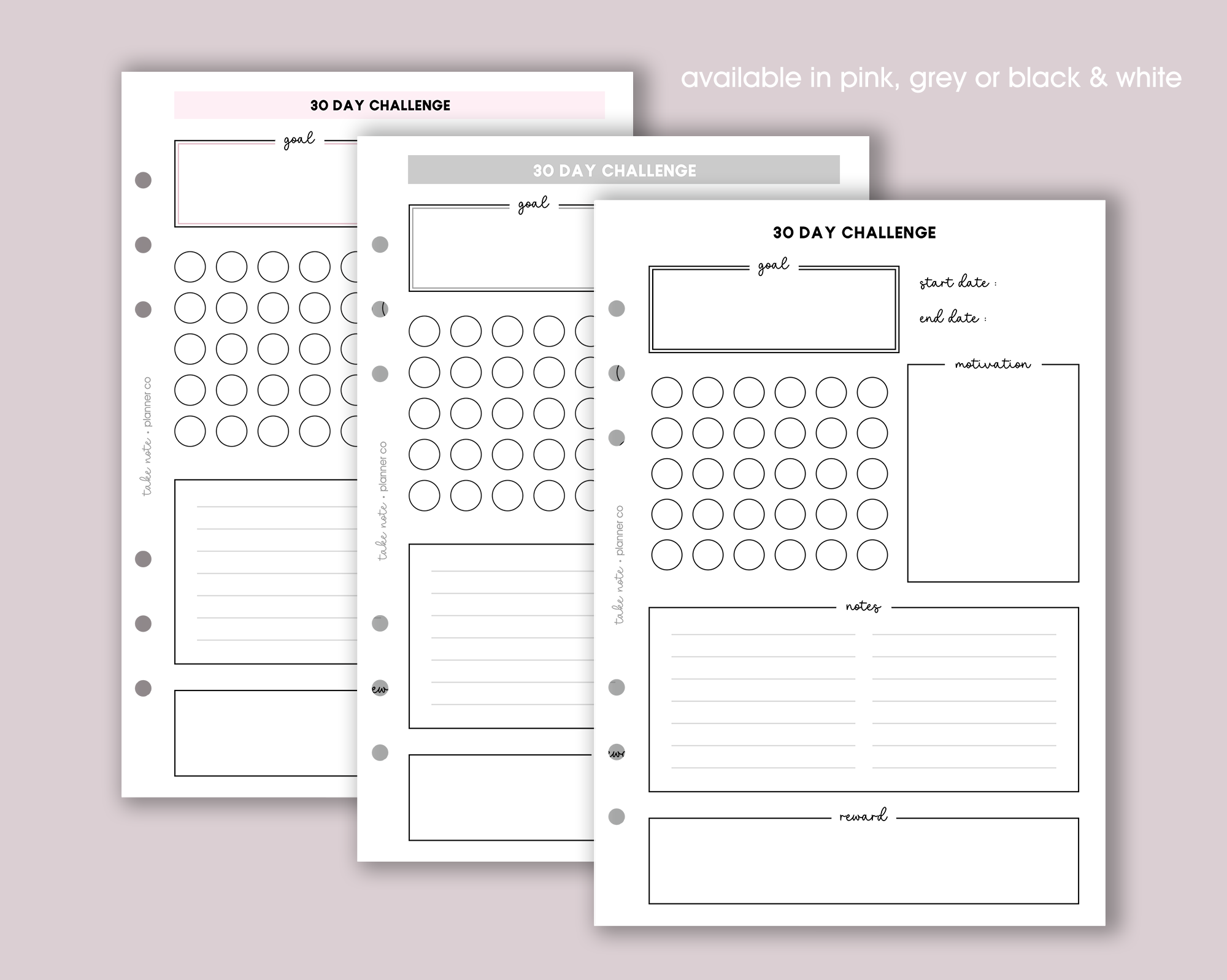 30 Day Challenge Inserts