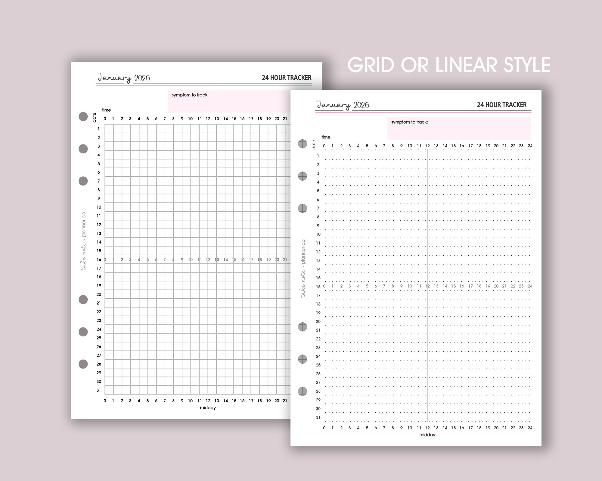 24 Hour Symptom Tracker Inserts <!---classic-->