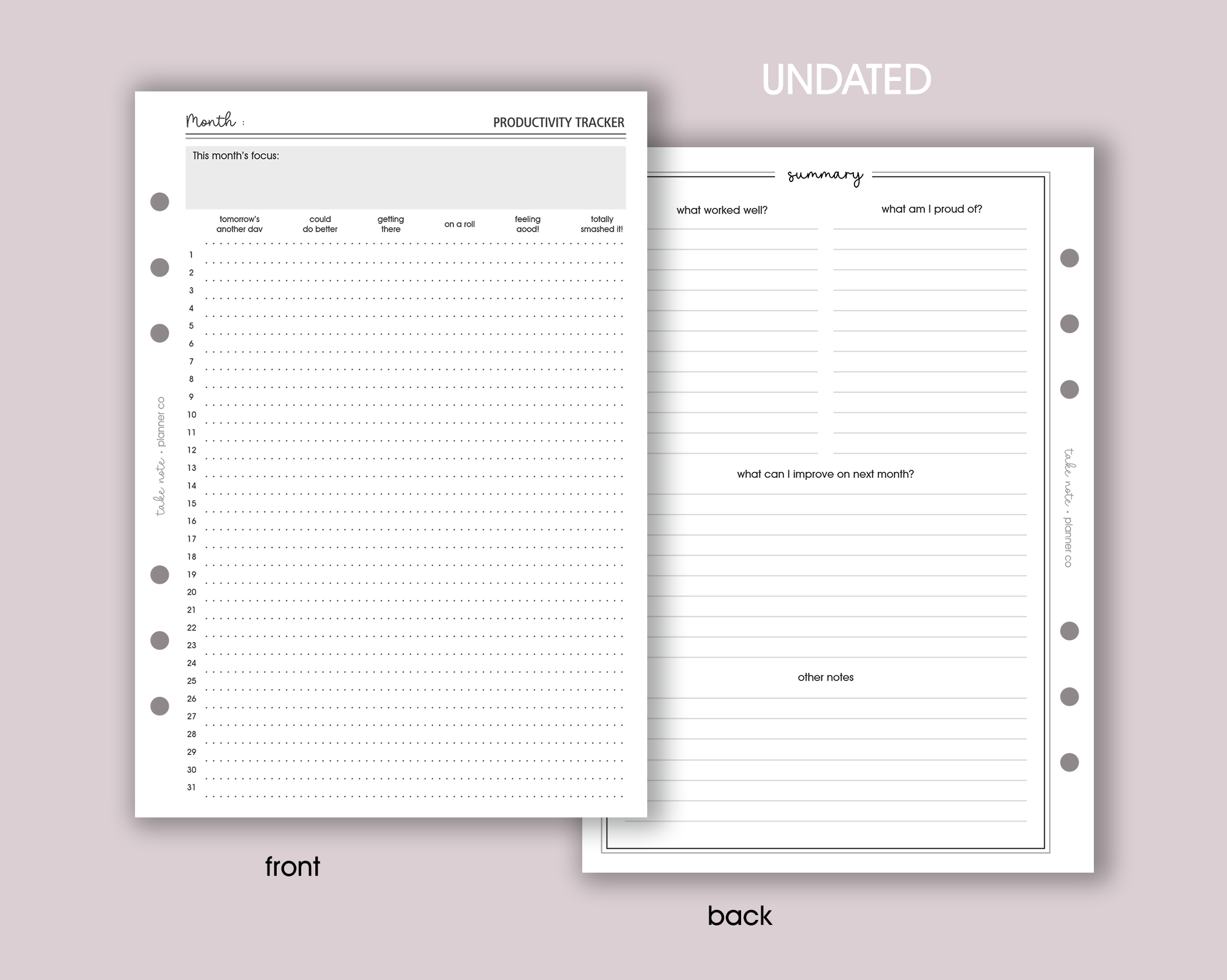 Productivity Tracker Inserts <!---classic-->
