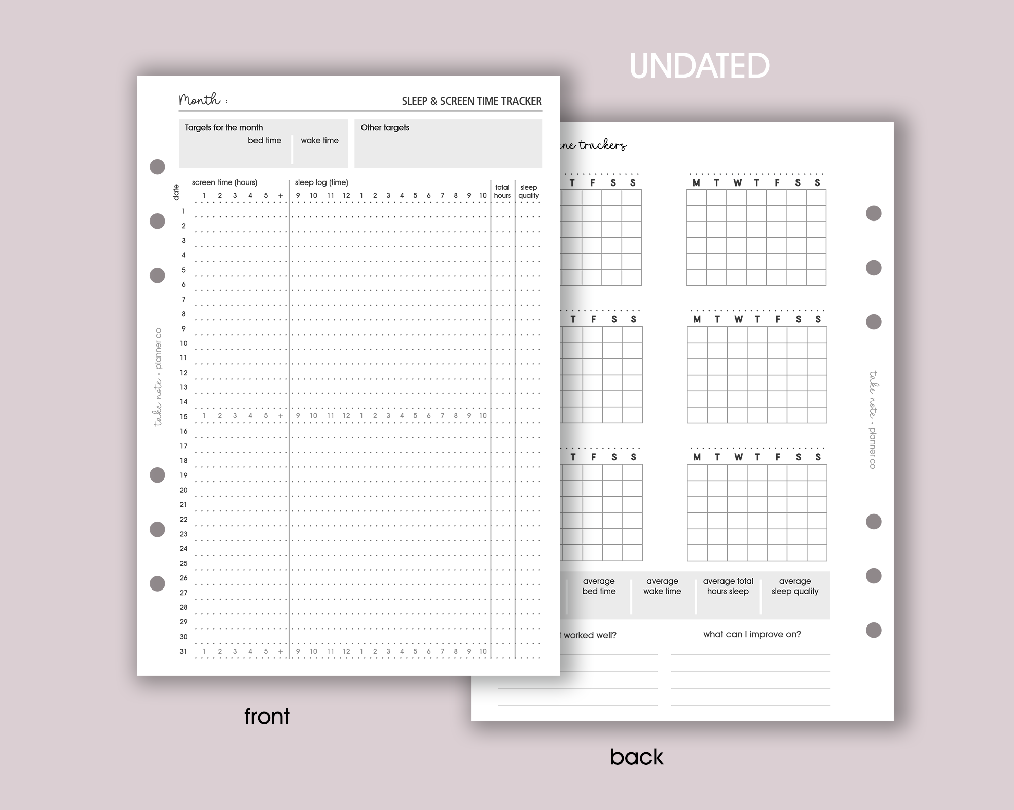 Screen Time & Sleep Tracker Inserts <!---classic-->