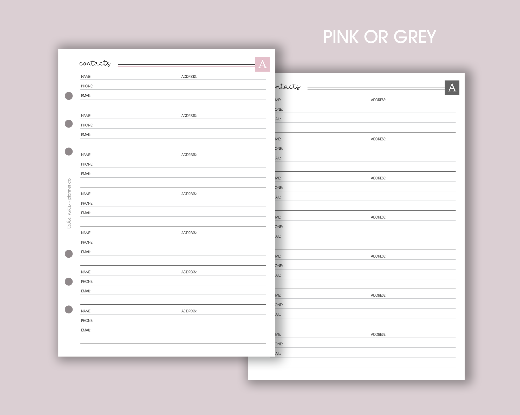 A-Z Password Inserts <!---classic:CONTACTS2-->