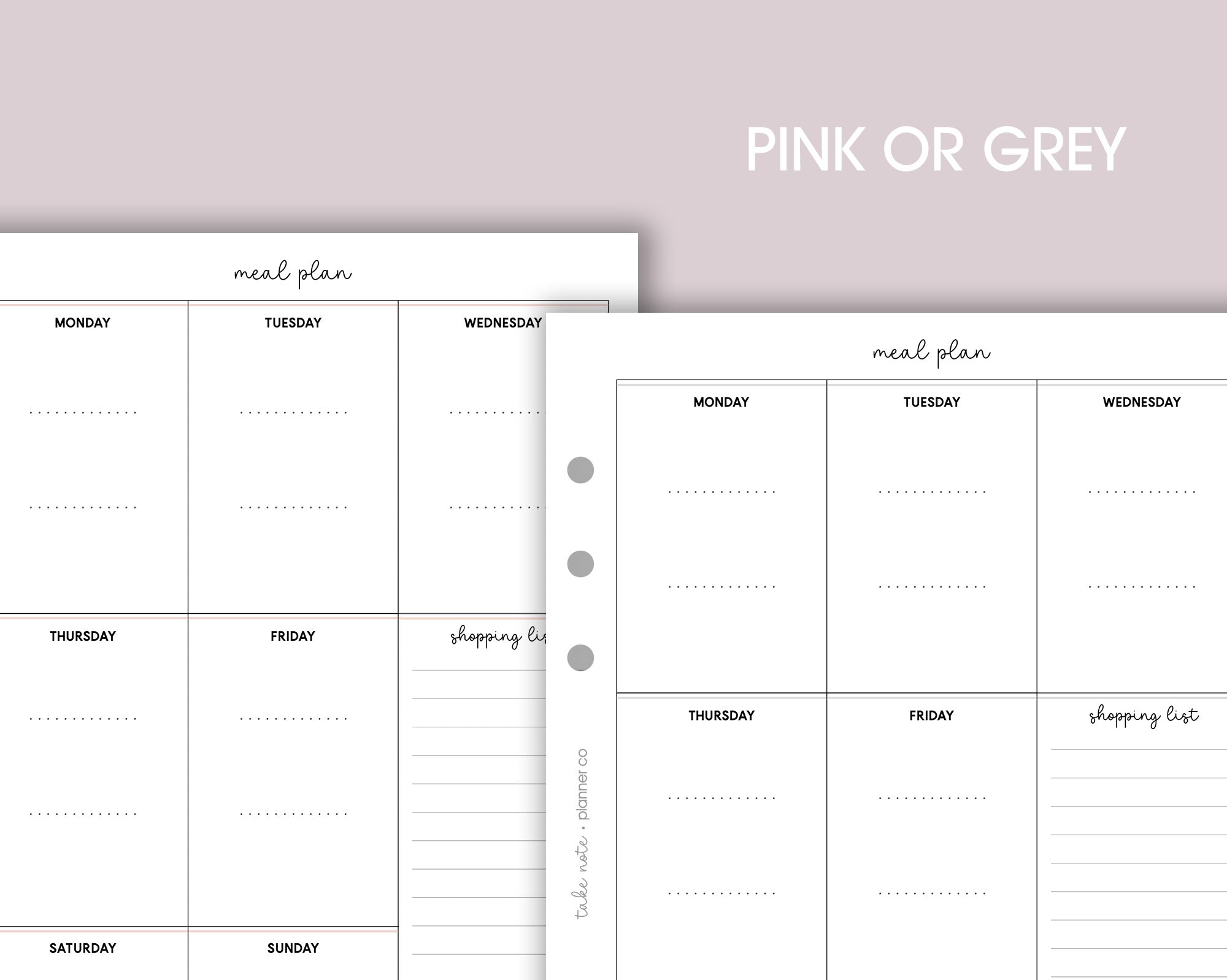 Meal Plan & Shopping List Inserts <!---classic1-->