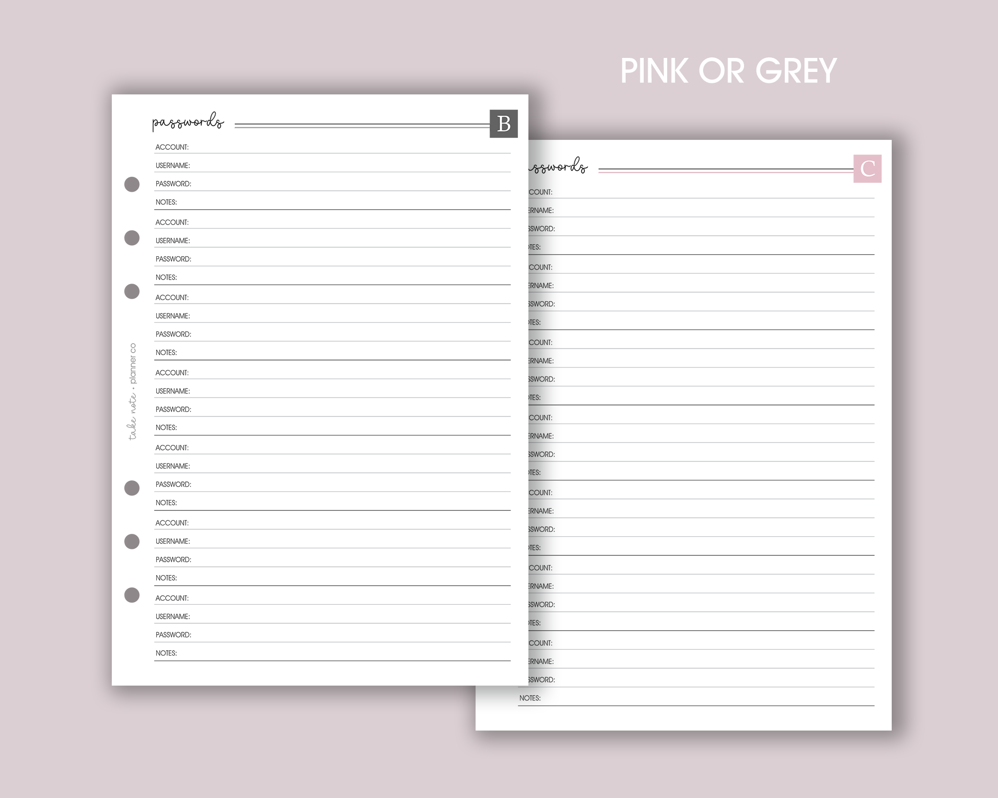 A-Z Password Inserts <!---classic:PASSWORD2-->