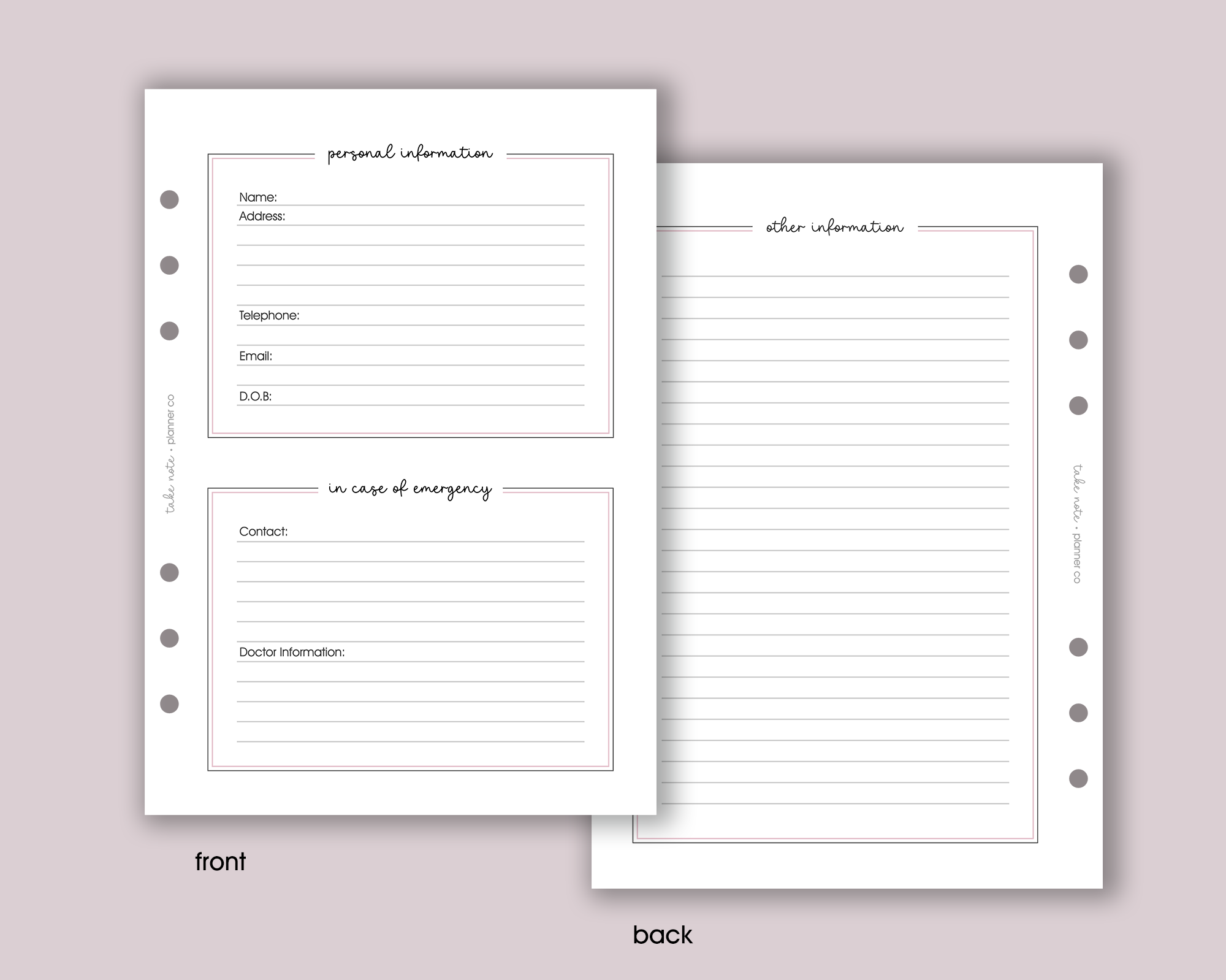 Personal Information Insert <!---classic-->