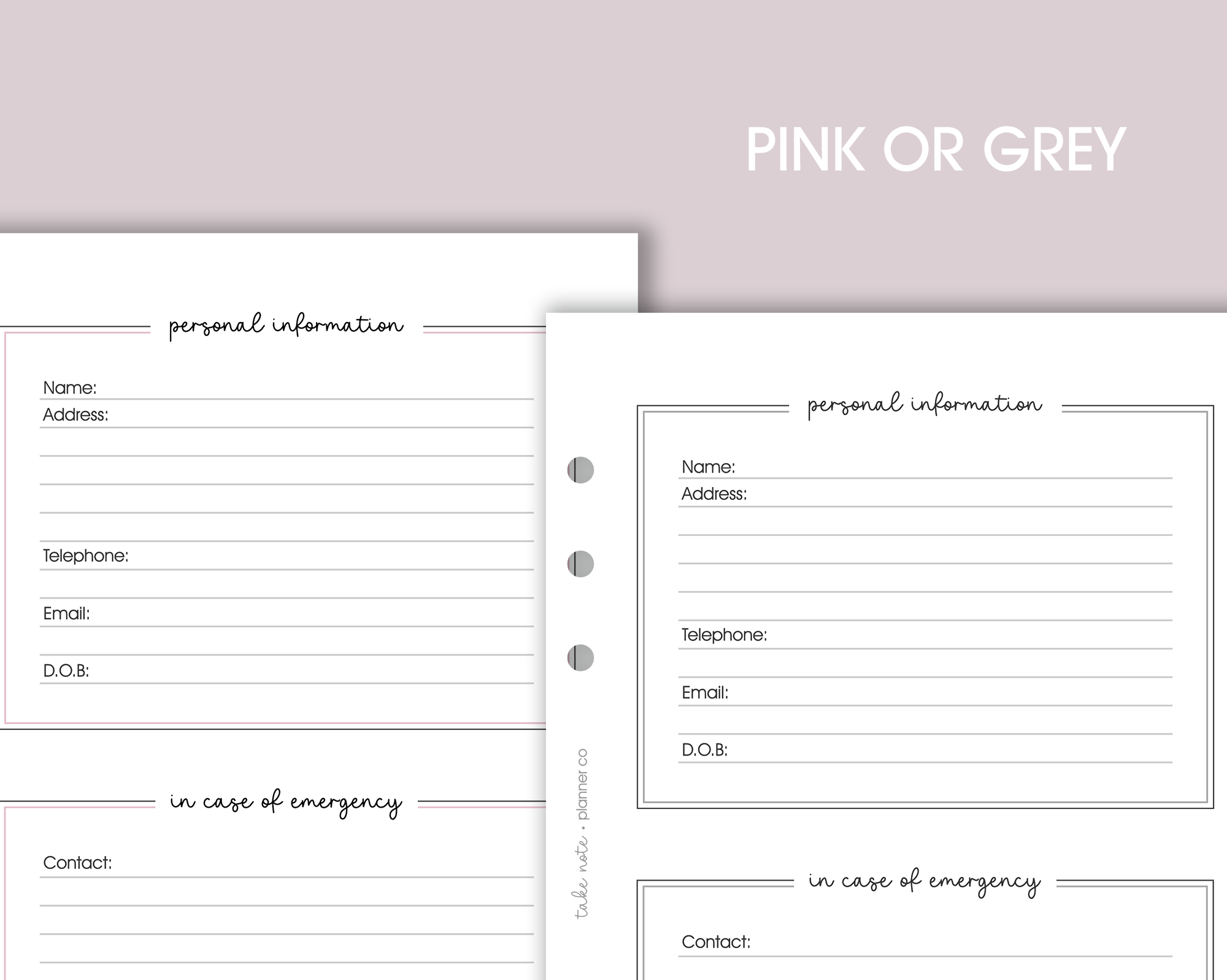 Personal Information Insert <!---classic-->