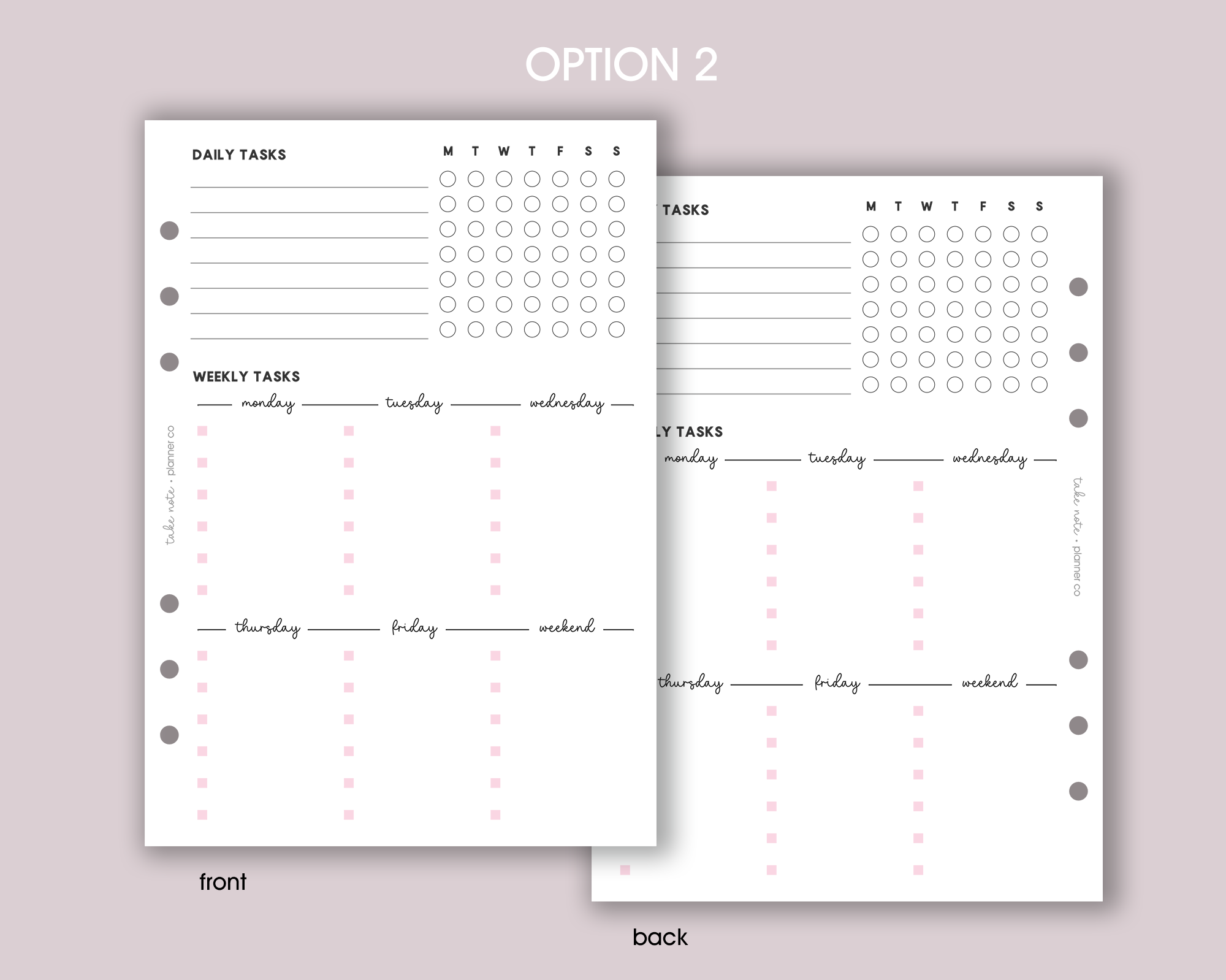Weekly Tasks Inserts <!---classic-->