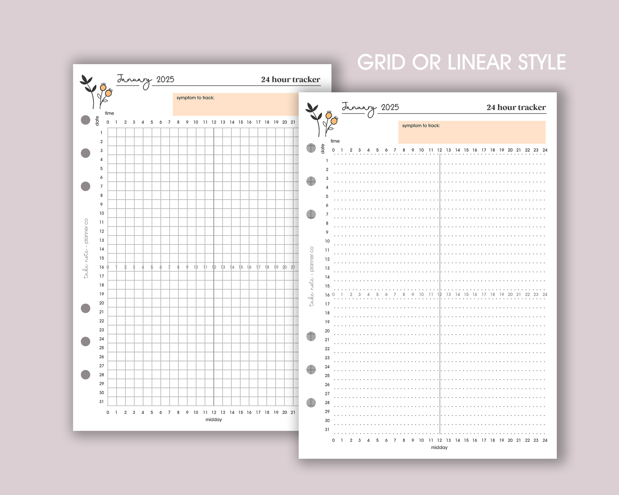 24 Hour Symptom Tracker Inserts <!---daisy-->