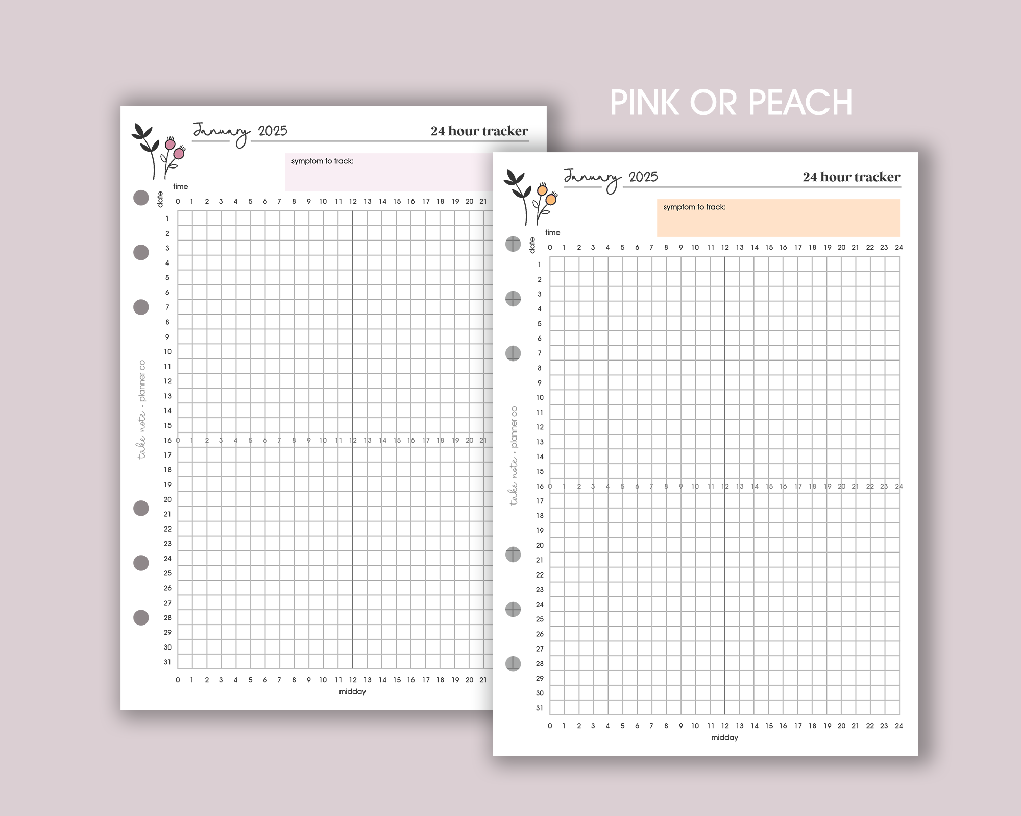 24 Hour Symptom Tracker Inserts <!---daisy-->