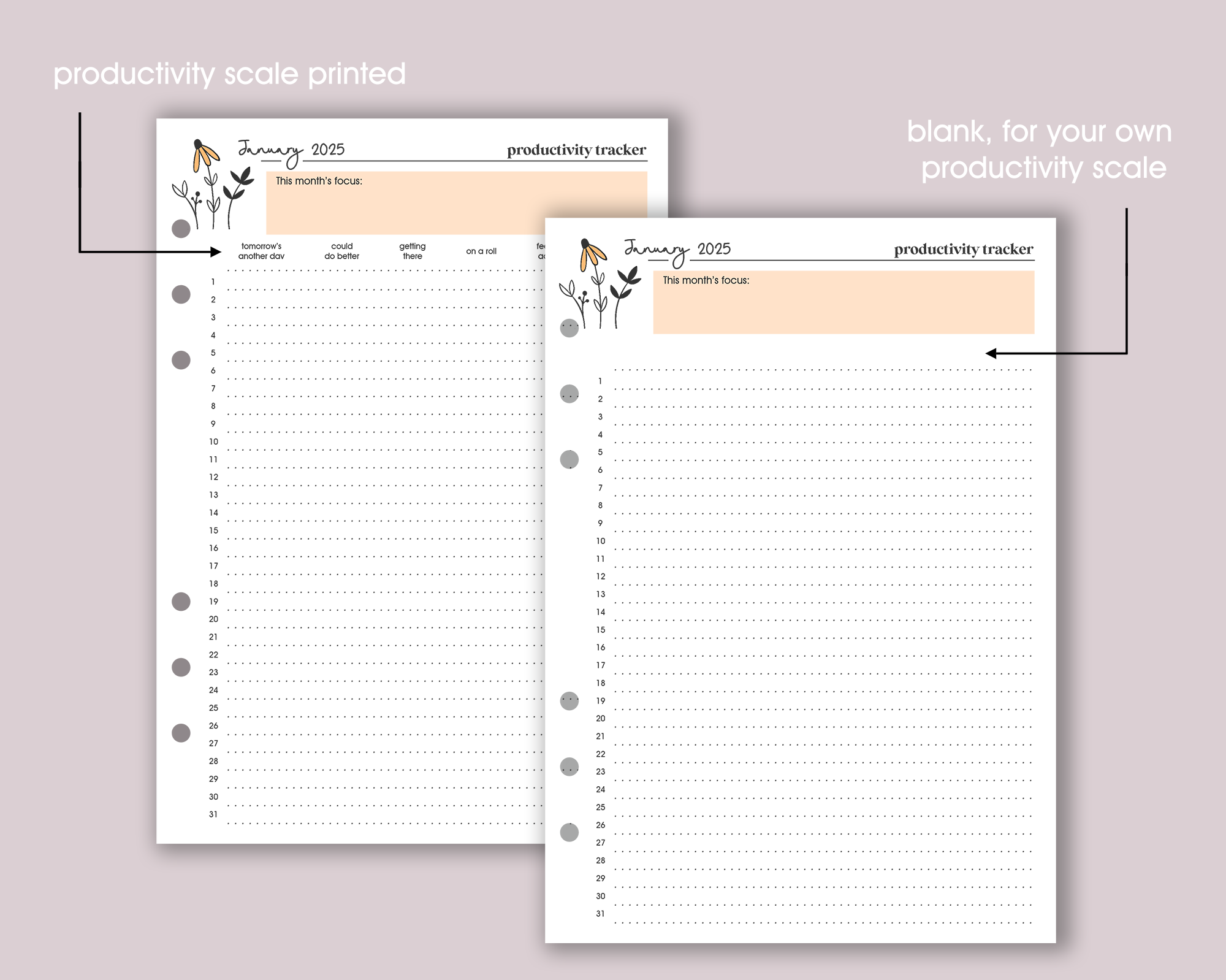 Productivity Tracker Inserts <!---daisy-->