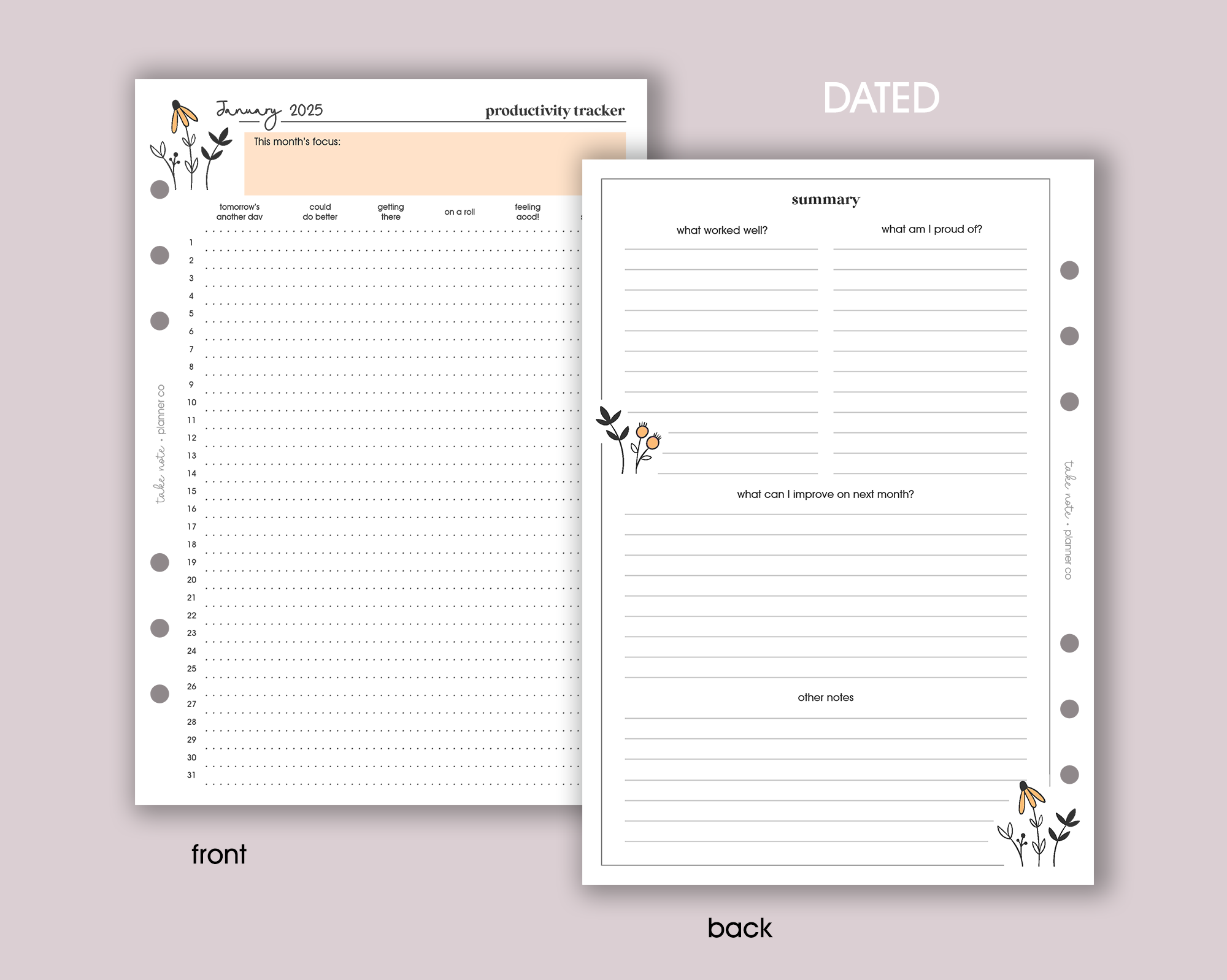 Productivity Tracker Inserts <!---daisy-->