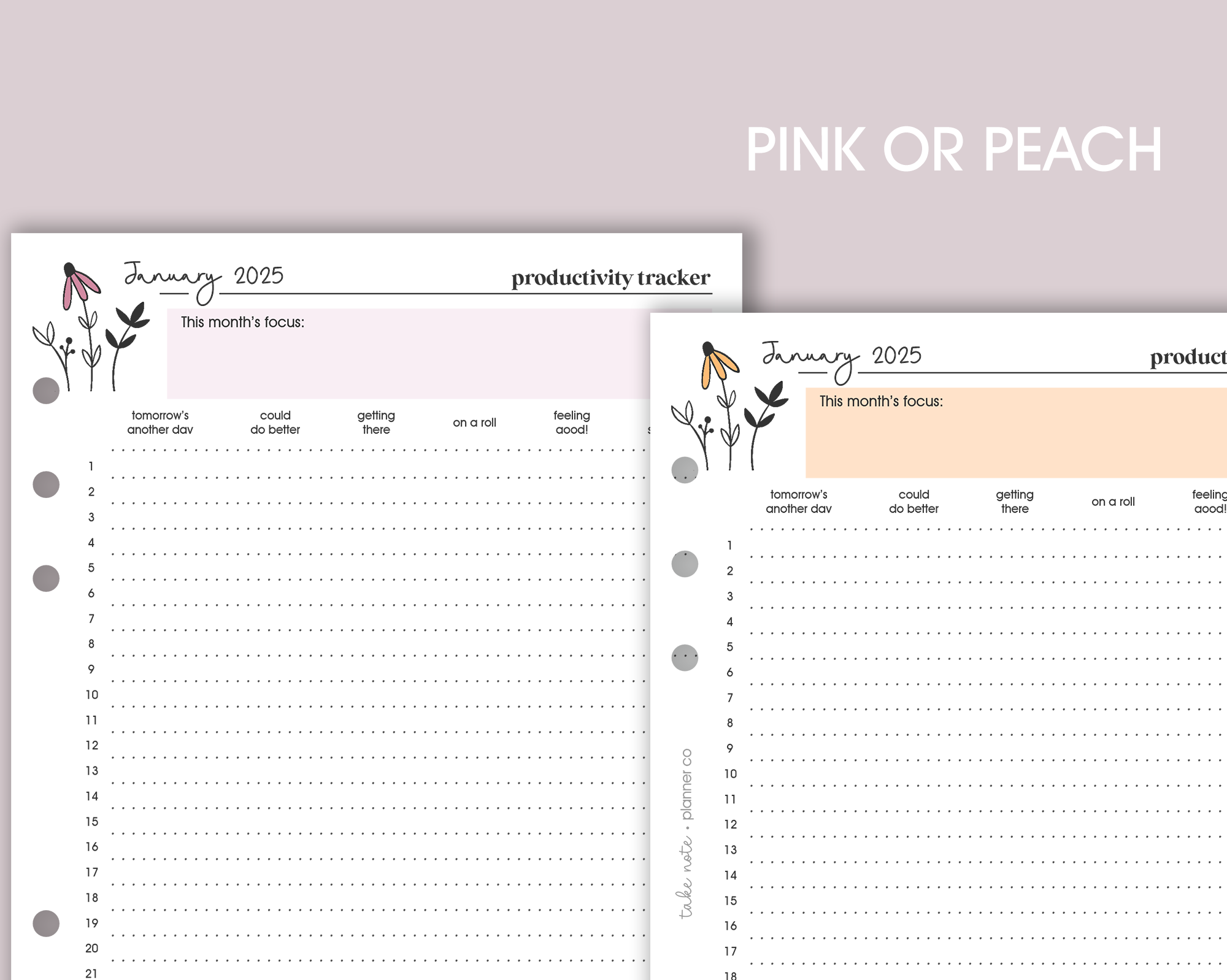 Productivity Tracker Inserts <!---daisy-->