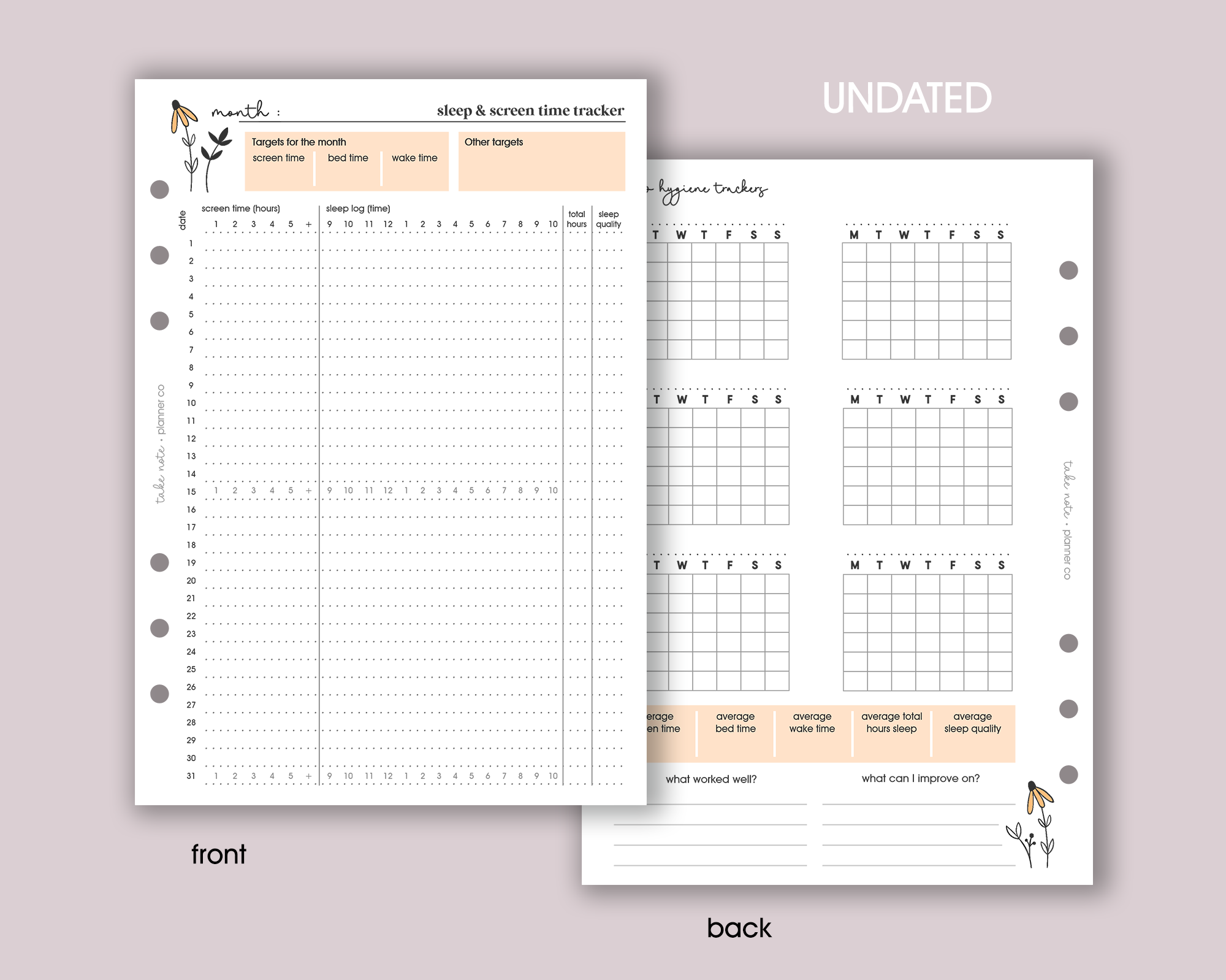 Screen Time & Sleep Tracker Inserts <!---daisy-->