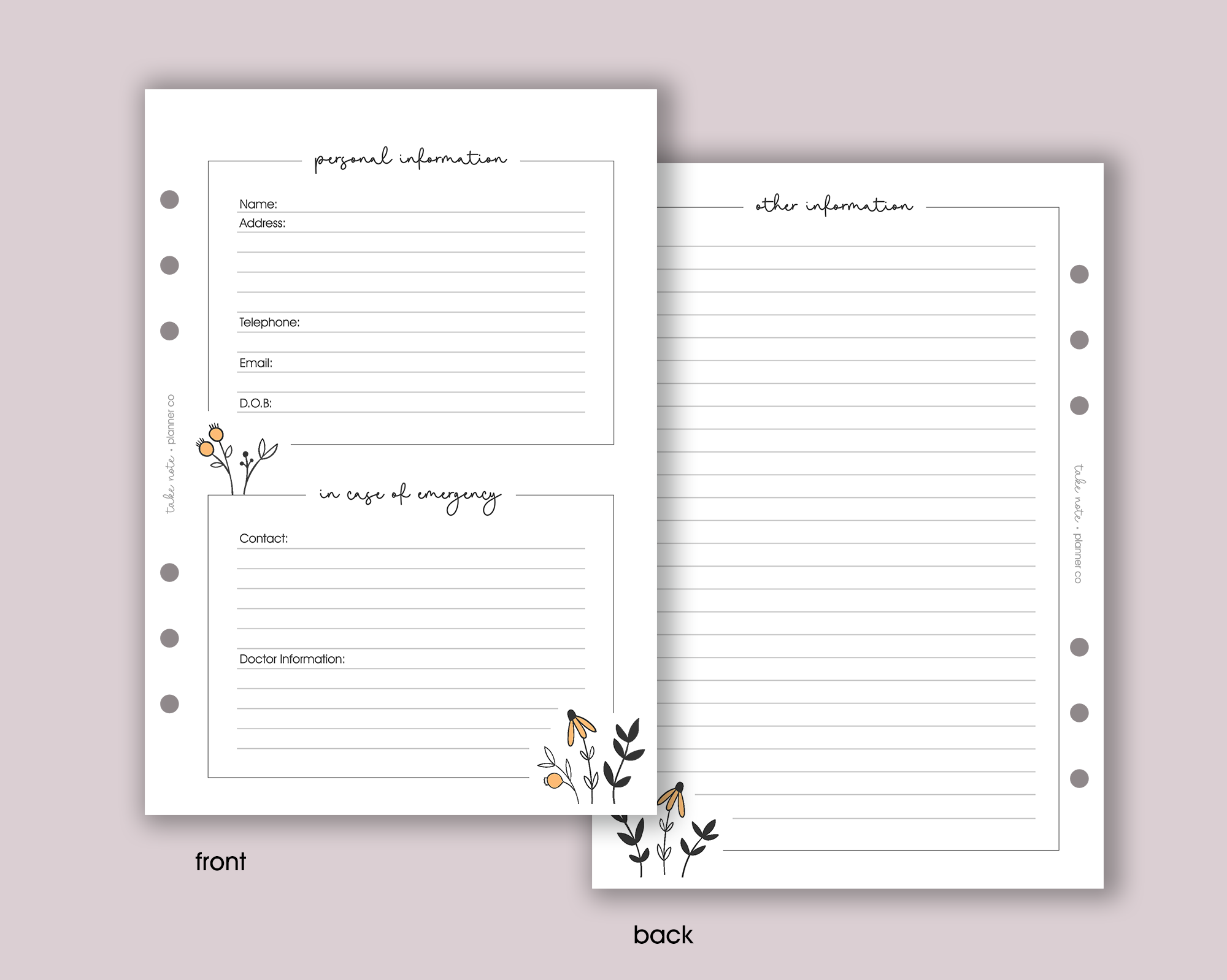 Personal Information Insert <!---daisy-->