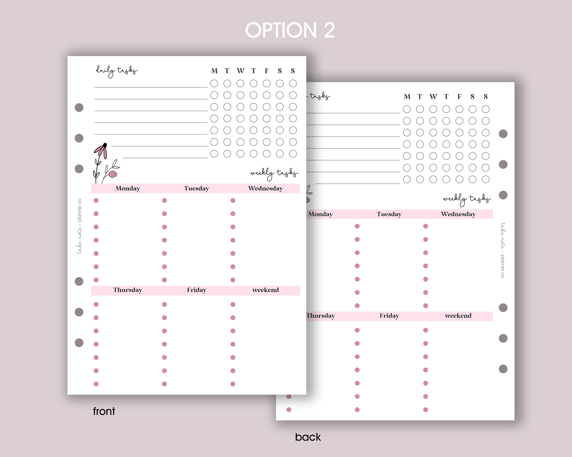Weekly Tasks Inserts <!---daisy-->
