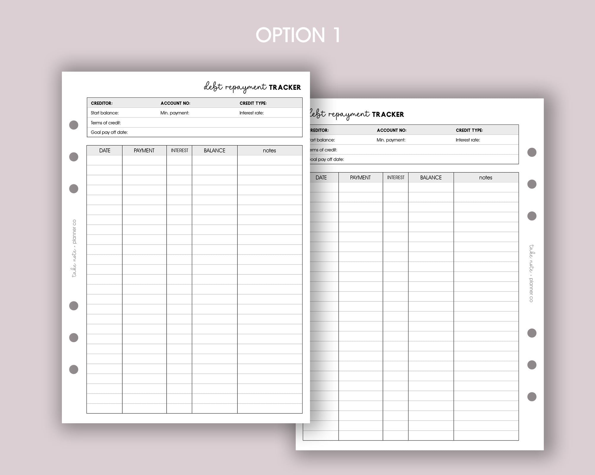 Debt Repayment Tracker Inserts