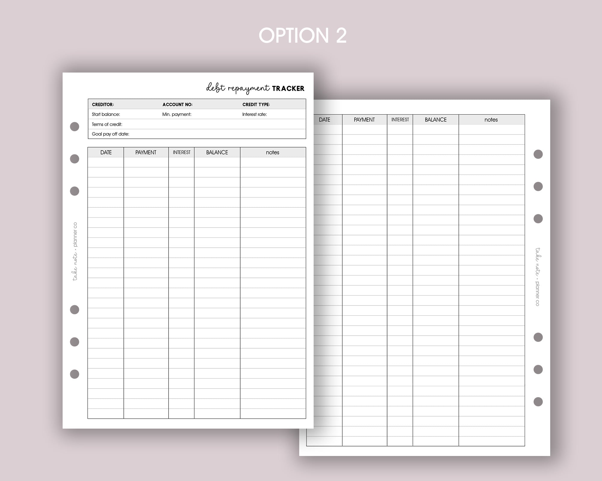Debt Repayment Tracker Inserts