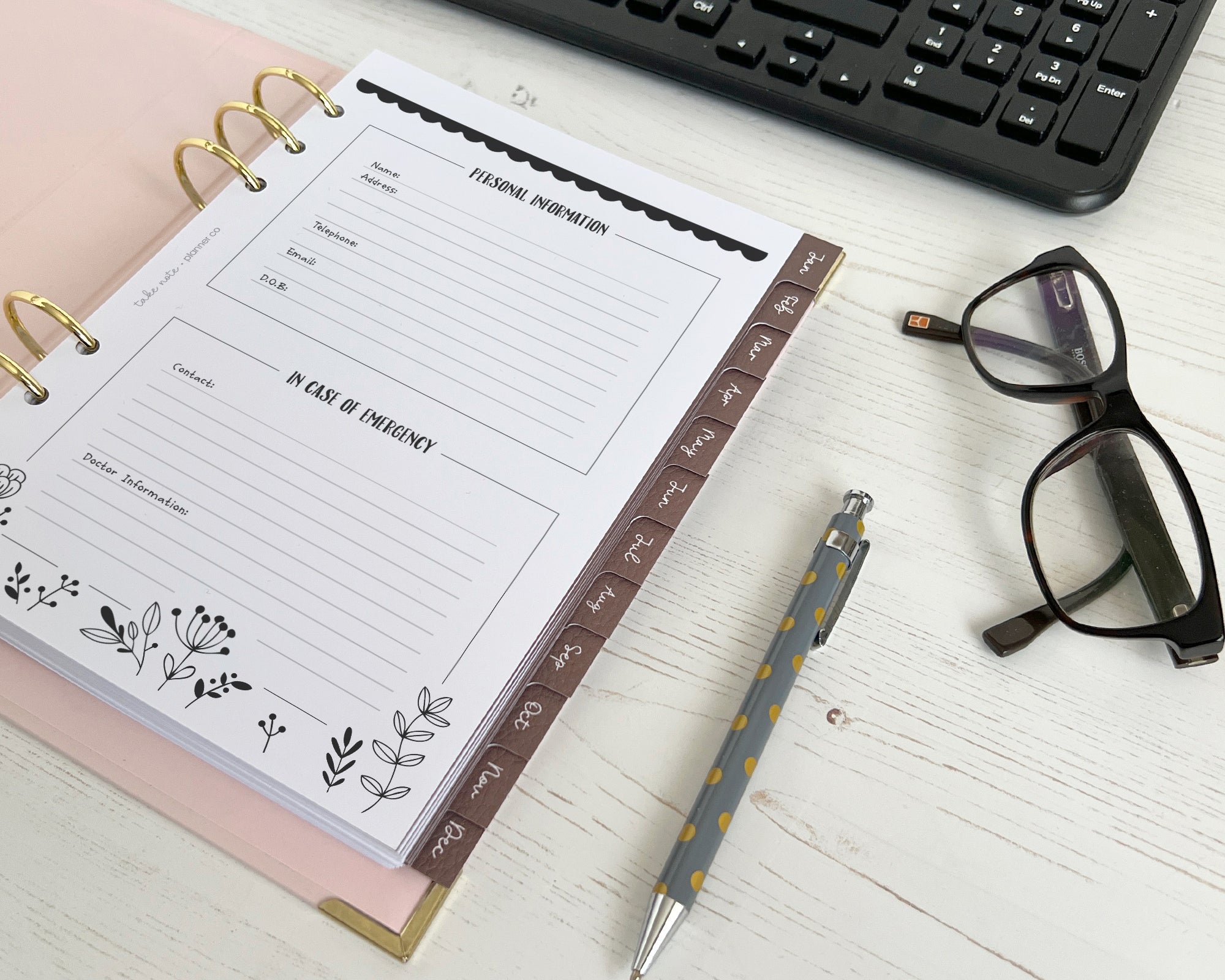 open planner with monthly dividers
