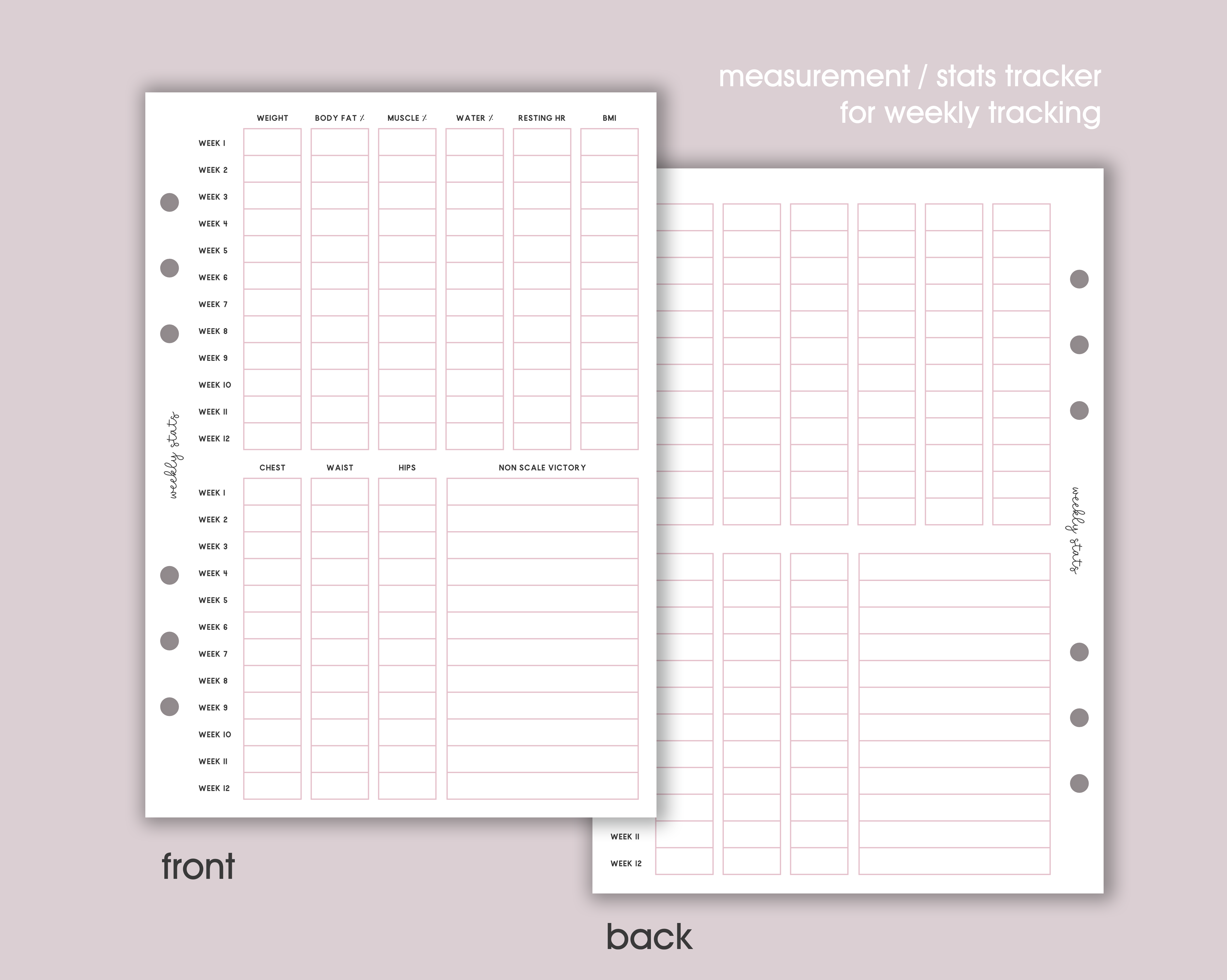 Exercise & Food Log Inserts (12 week) <!---opt1-->