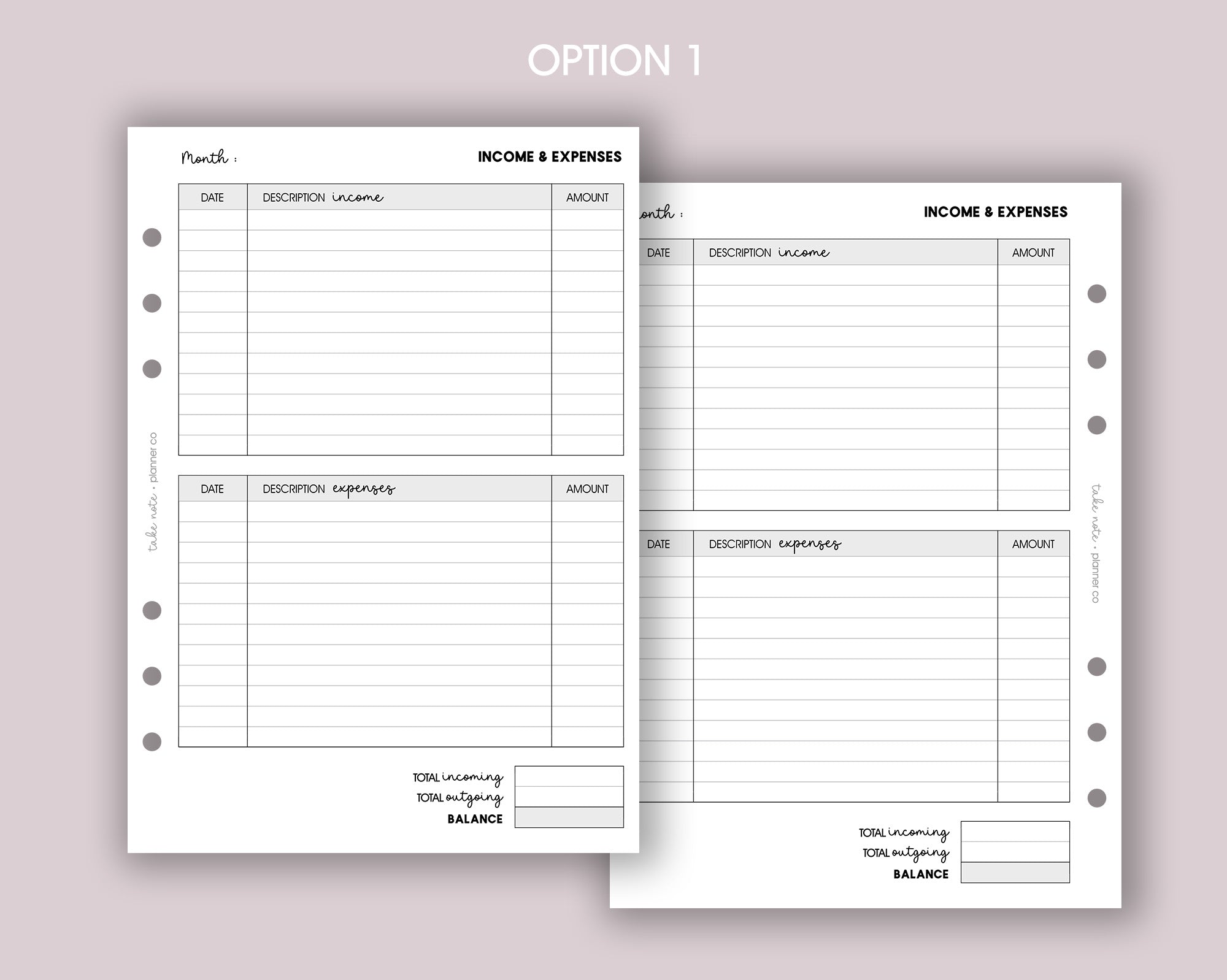 Monthly Income & Expense Inserts <!---expenses3-->