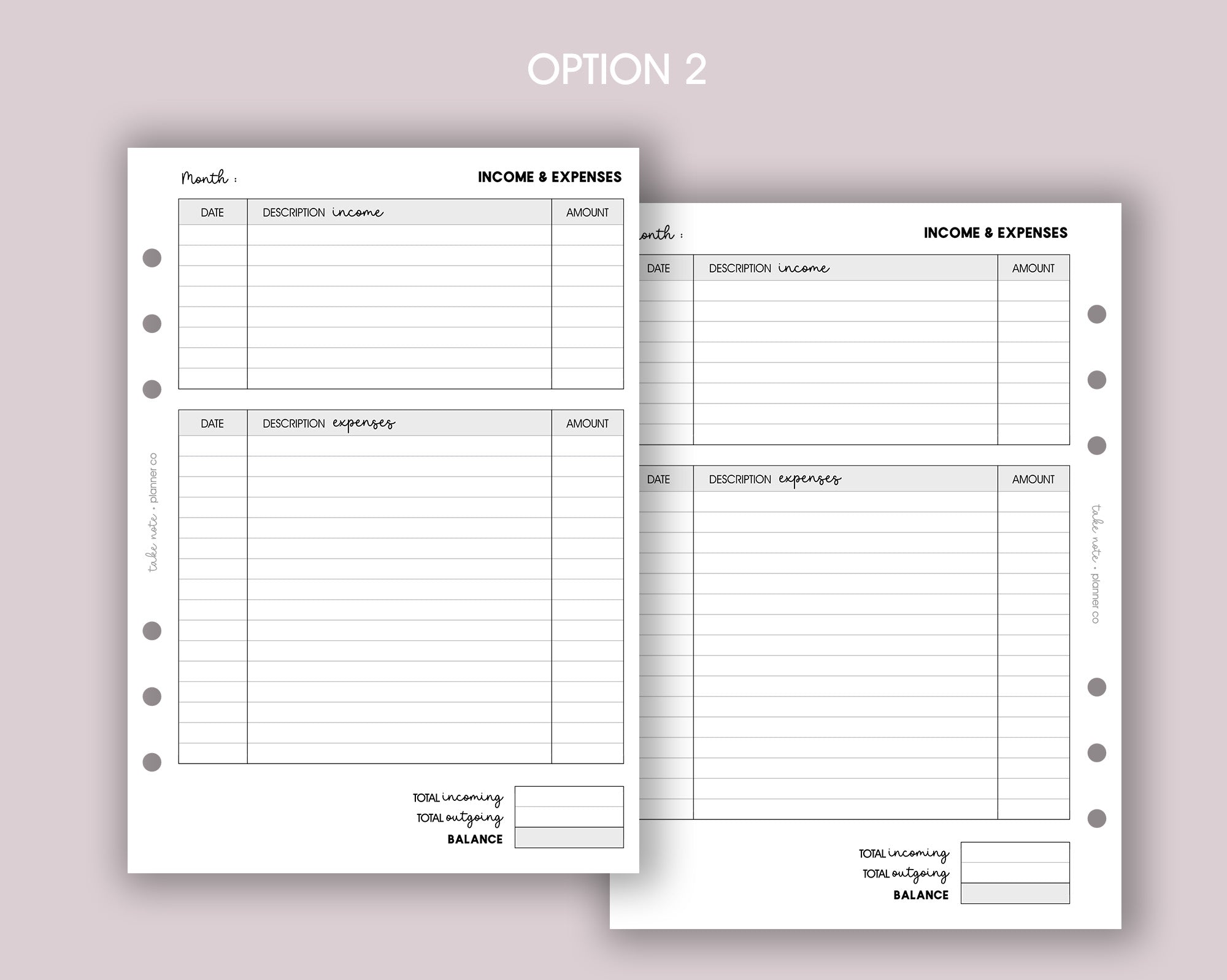 Monthly Income & Expense Inserts <!---expenses3-->