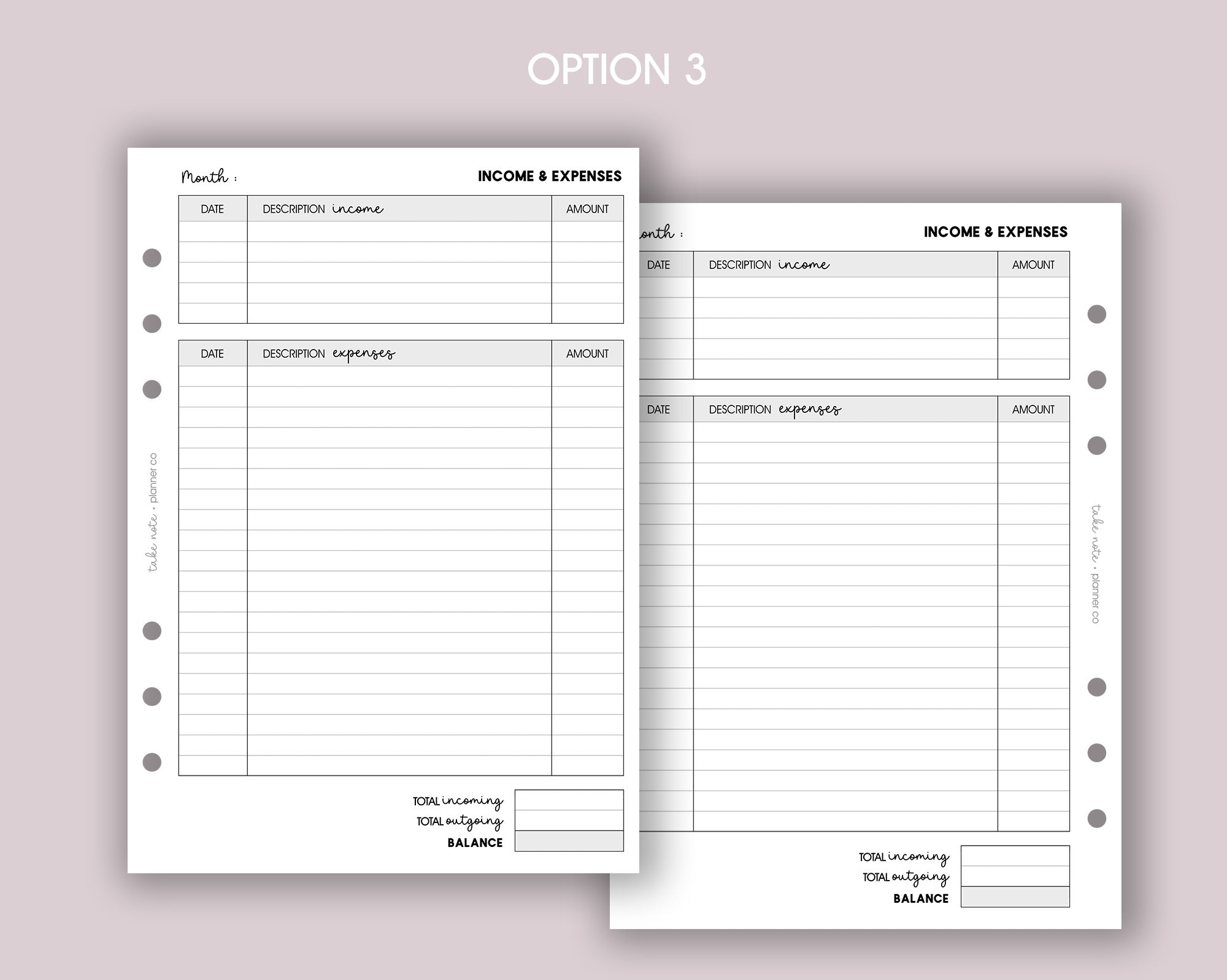 Monthly Income & Expense Inserts <!---expenses3-->