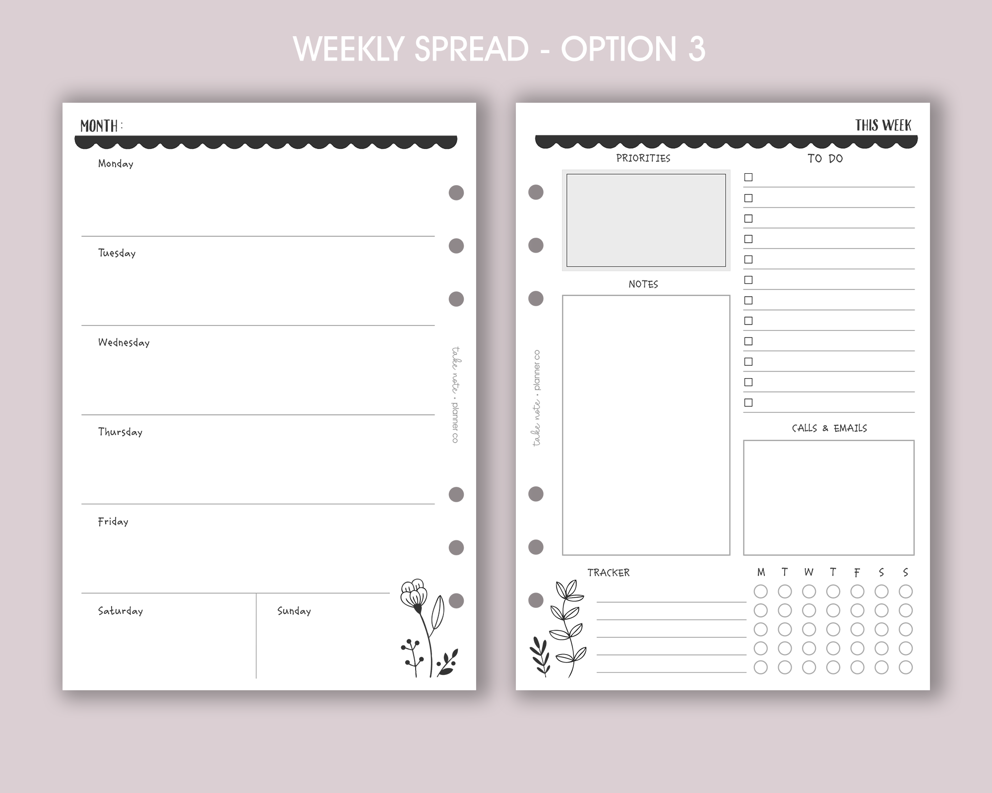 Undated Weekly Inserts <!---floral:WEEK2-->