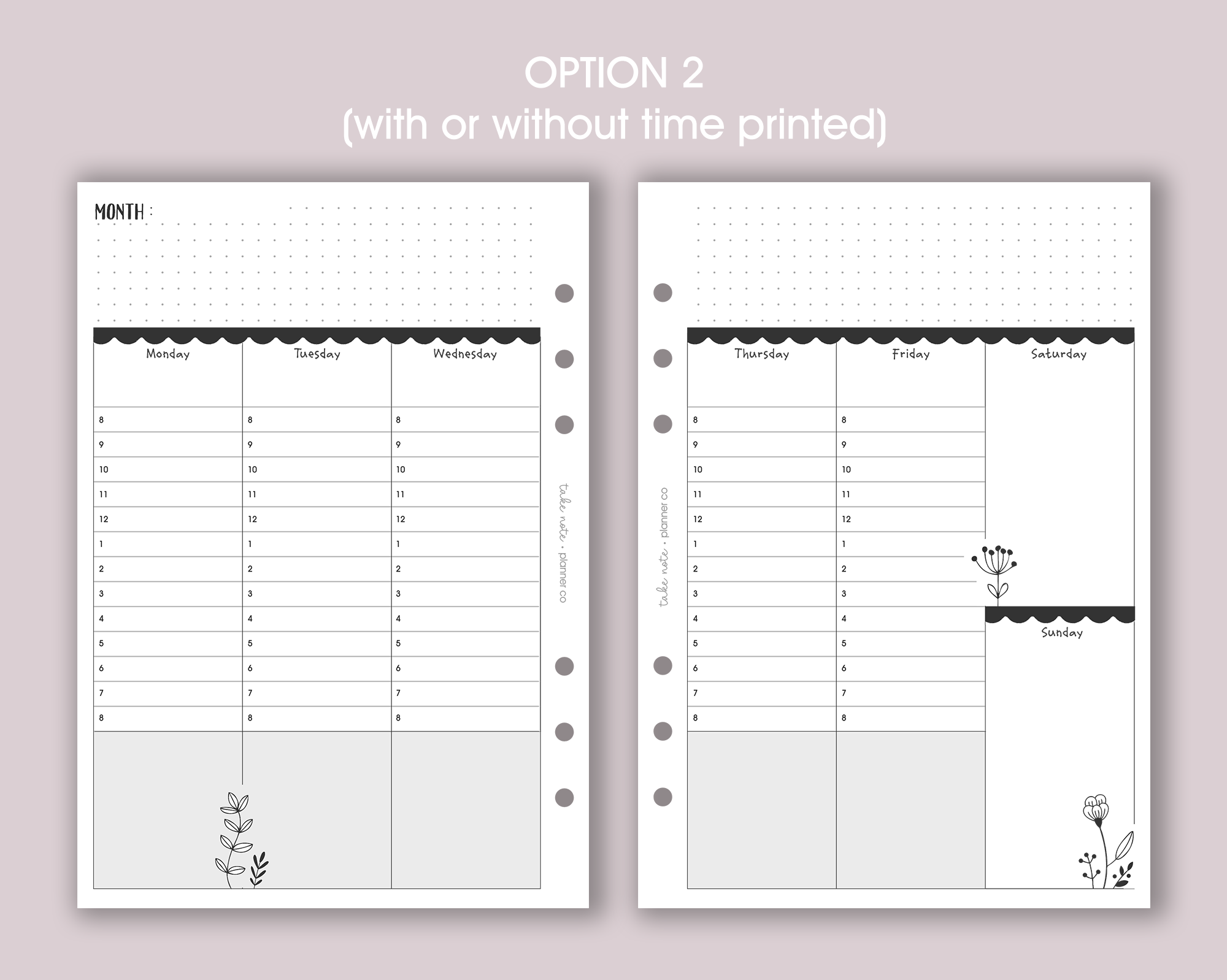 Undated Weekly Inserts <!---floral:WEEK7-->