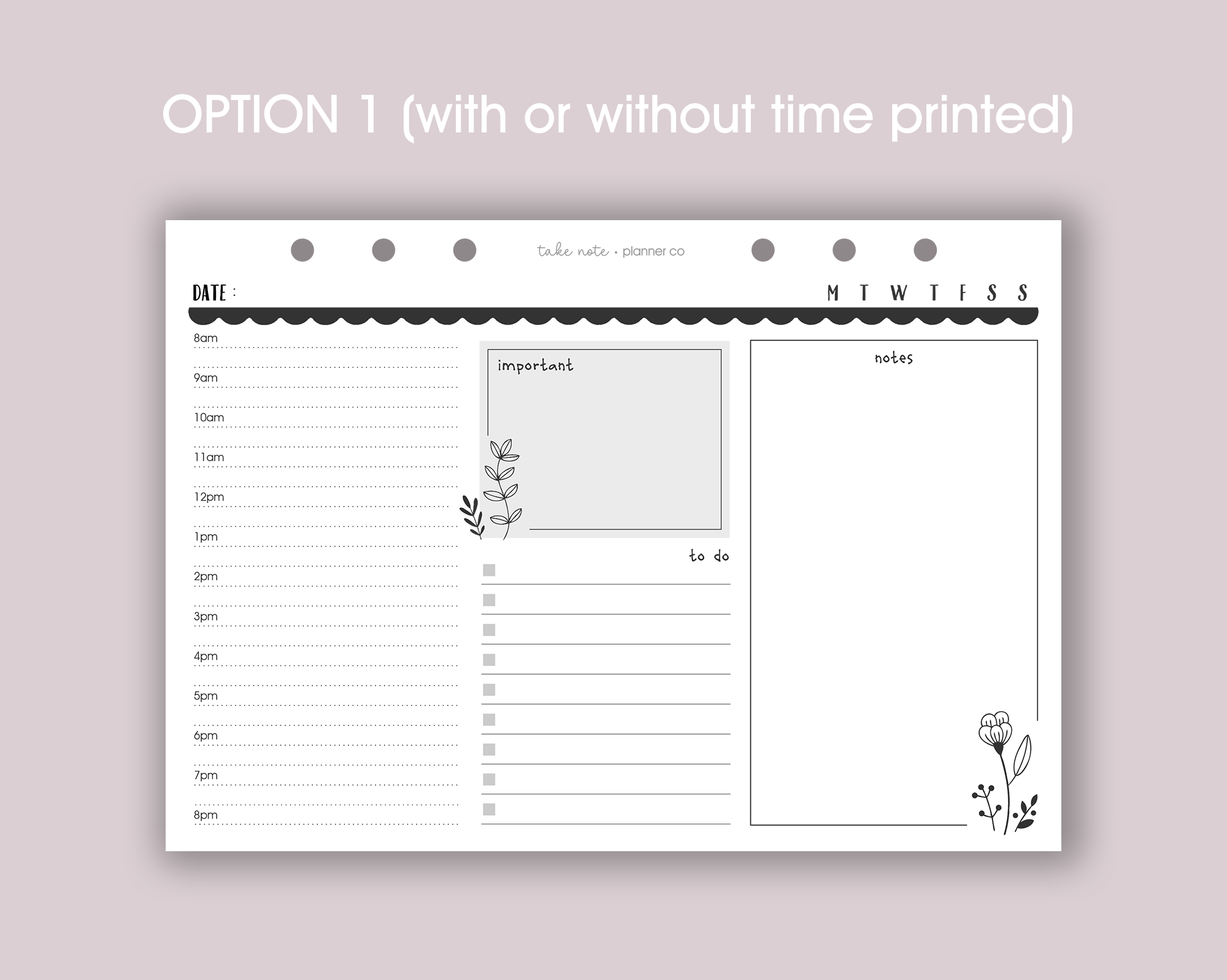 Undated Daily Inserts <!---floral:DAY2-->