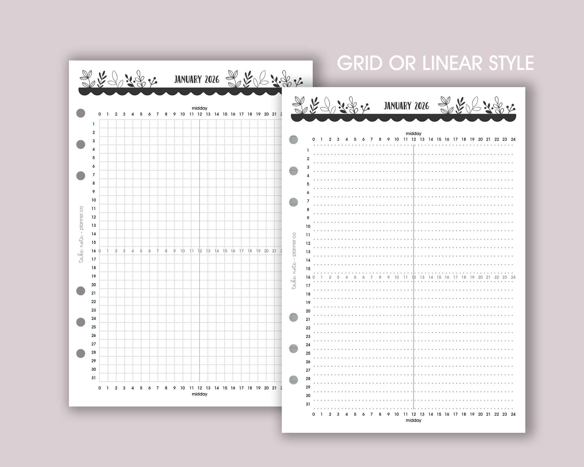 24 Hour Symptom Tracker Inserts <!---floral-->