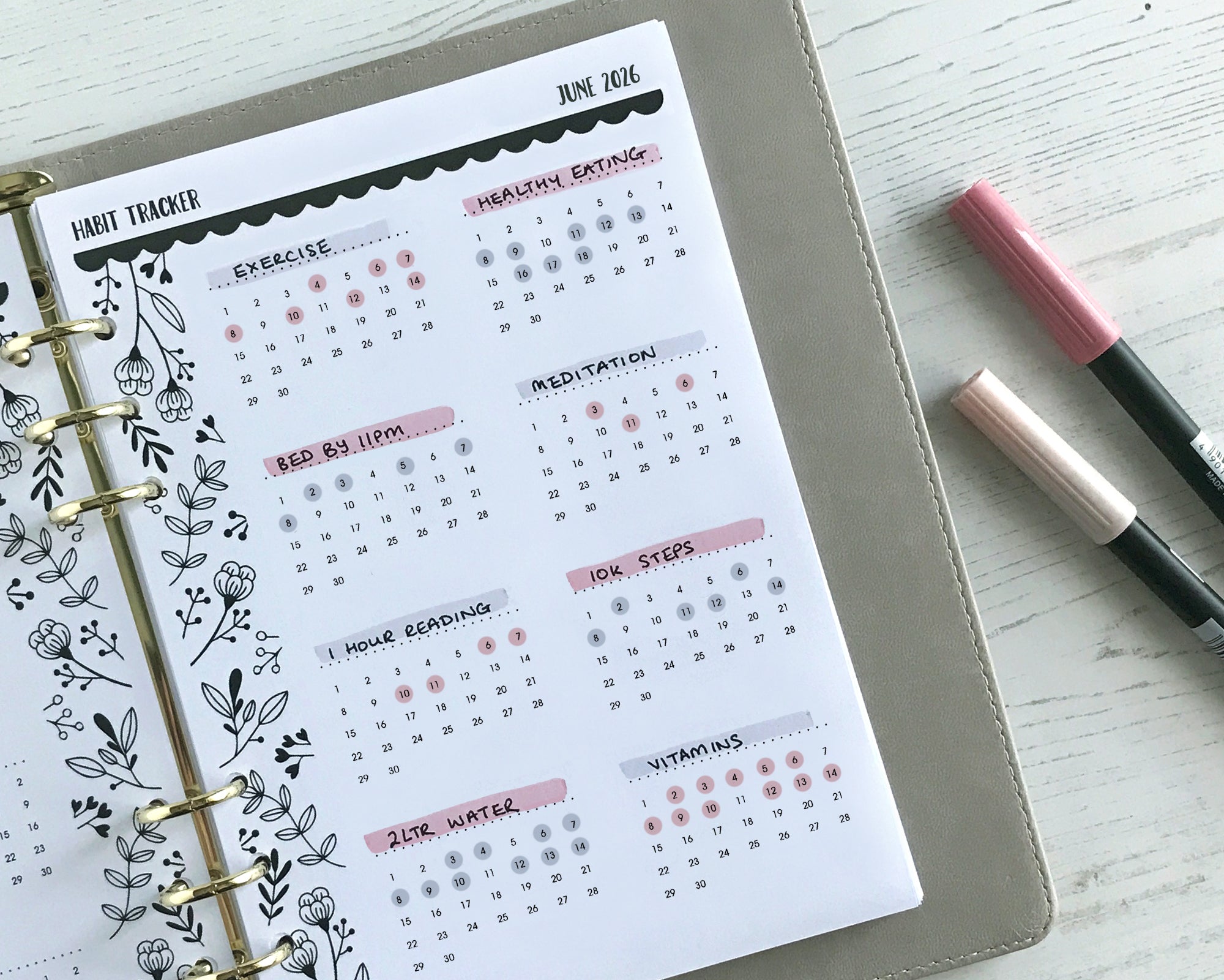 Habit Tracker Inserts <!---floral-->