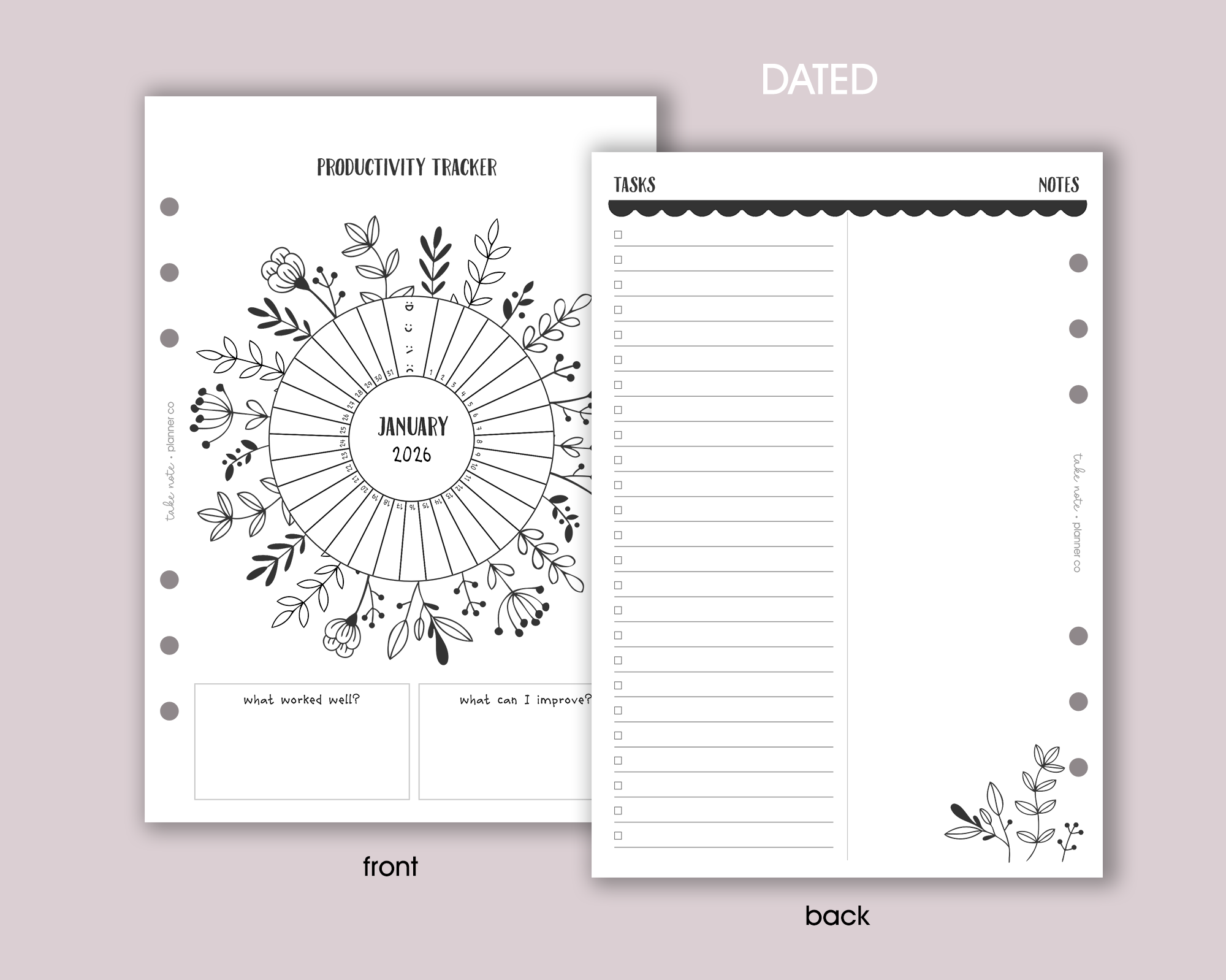 Productivity Tracker Inserts <!---floral-->