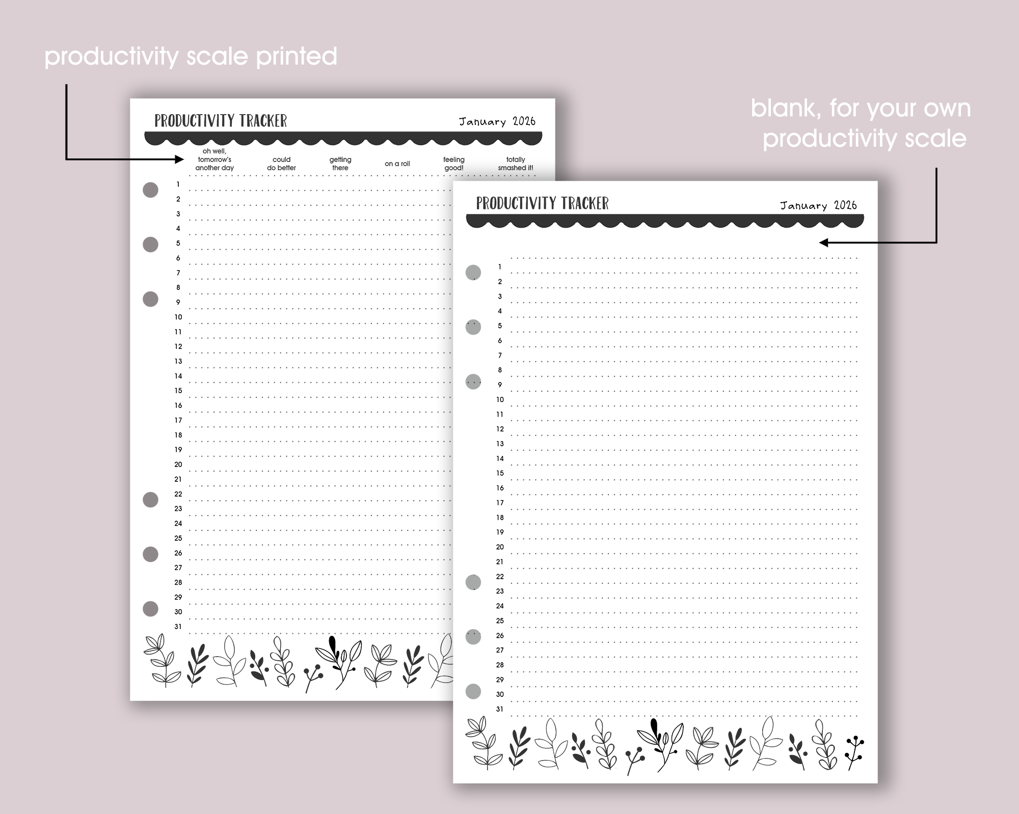 Productivity Tracker Inserts <!---floral-->